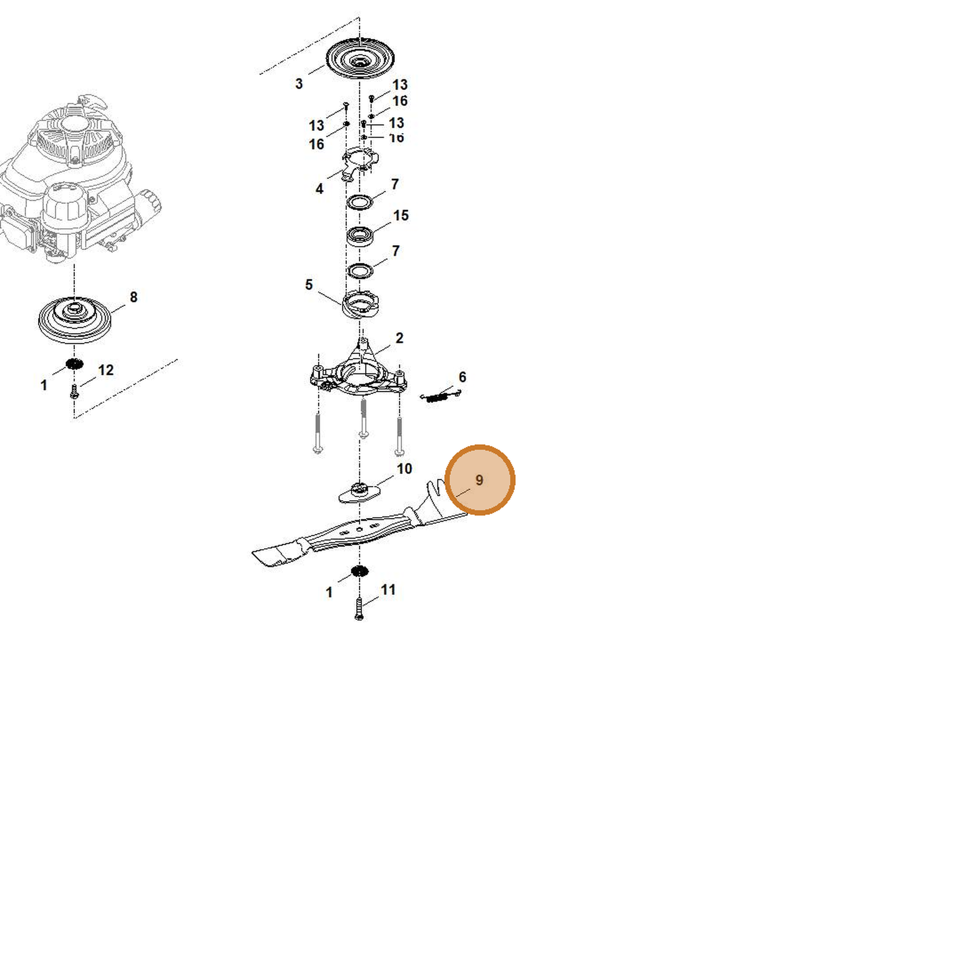 STIHL part 6378-702-0100 — IPL diagram snippet (6x zoom, amber highlight)