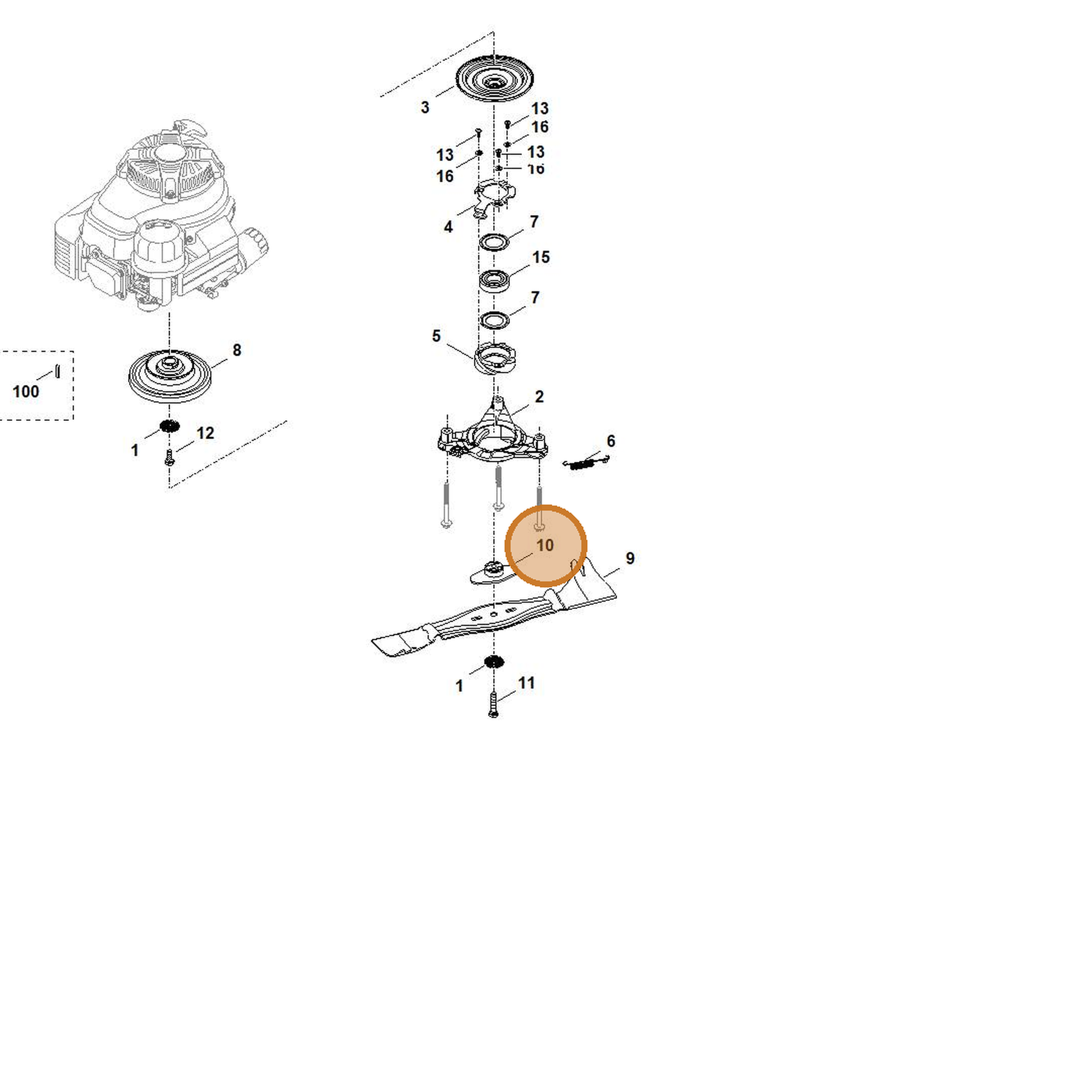 STIHL part 6378-702-0600 — IPL diagram snippet (6x zoom, amber highlight)