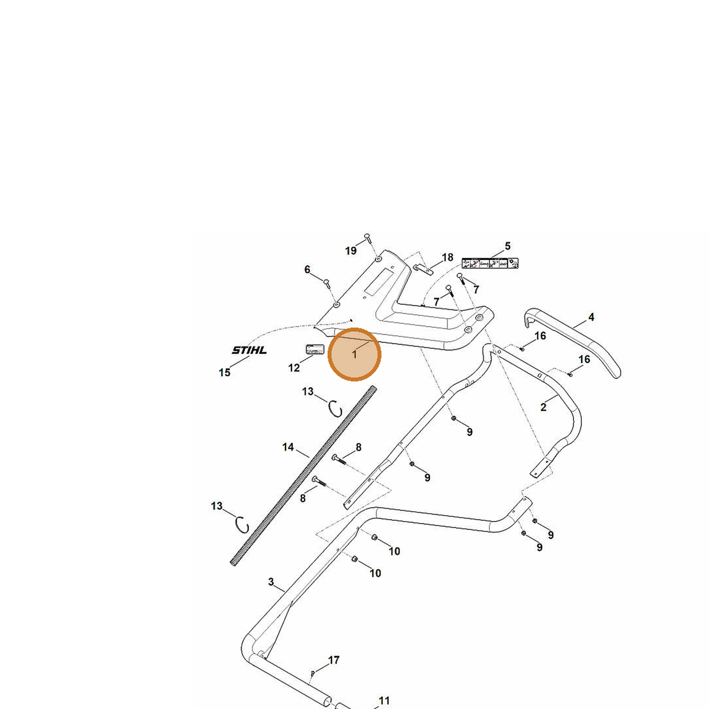 STIHL part 6378-703-2216 — IPL diagram snippet (6x zoom, amber highlight)
