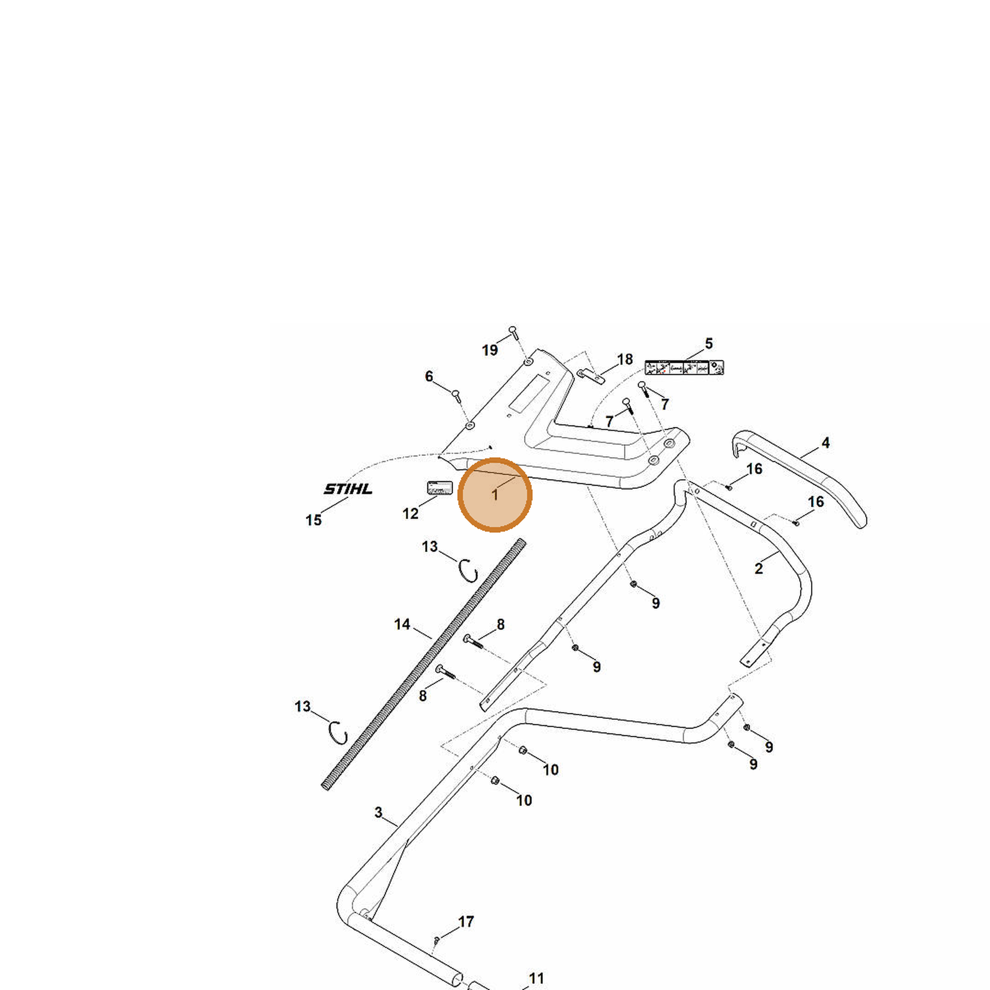 STIHL part 6378-703-2216 — IPL diagram snippet (6x zoom, amber highlight)