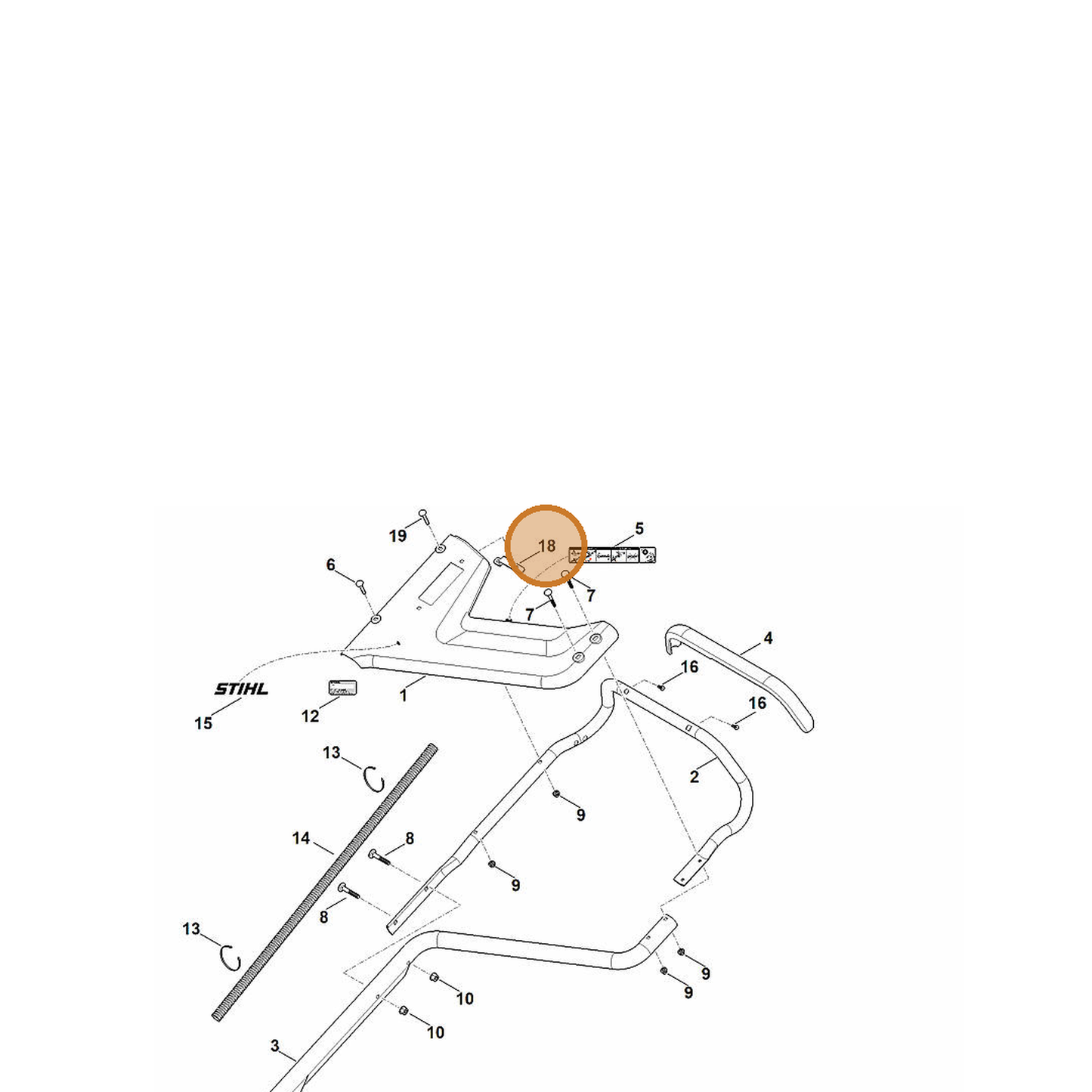 STIHL part 6378-703-3300 — IPL diagram snippet (6x zoom, amber highlight)
