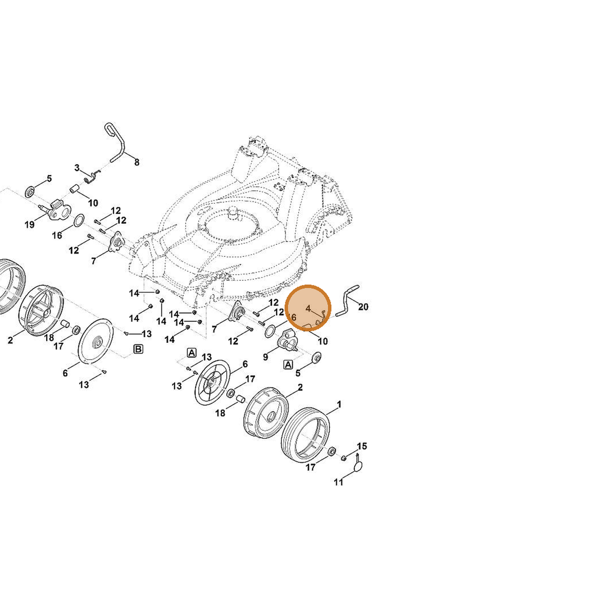 STIHL part 6378-703-4905 — IPL diagram snippet (6x zoom, amber highlight)