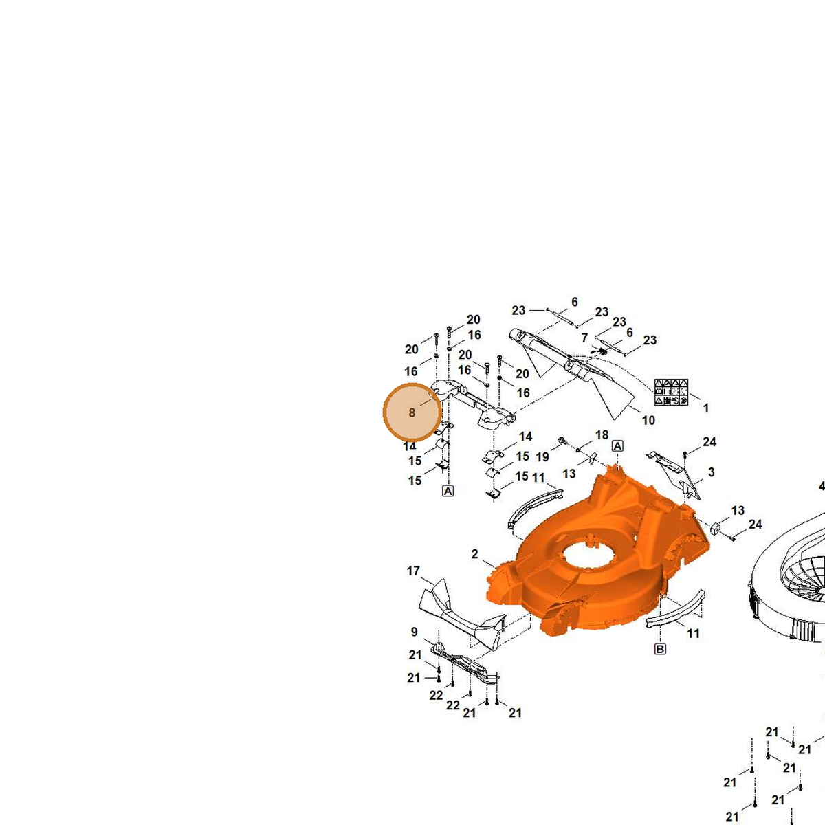 STIHL part 6378-703-6910 — IPL diagram snippet (6x zoom, amber highlight)