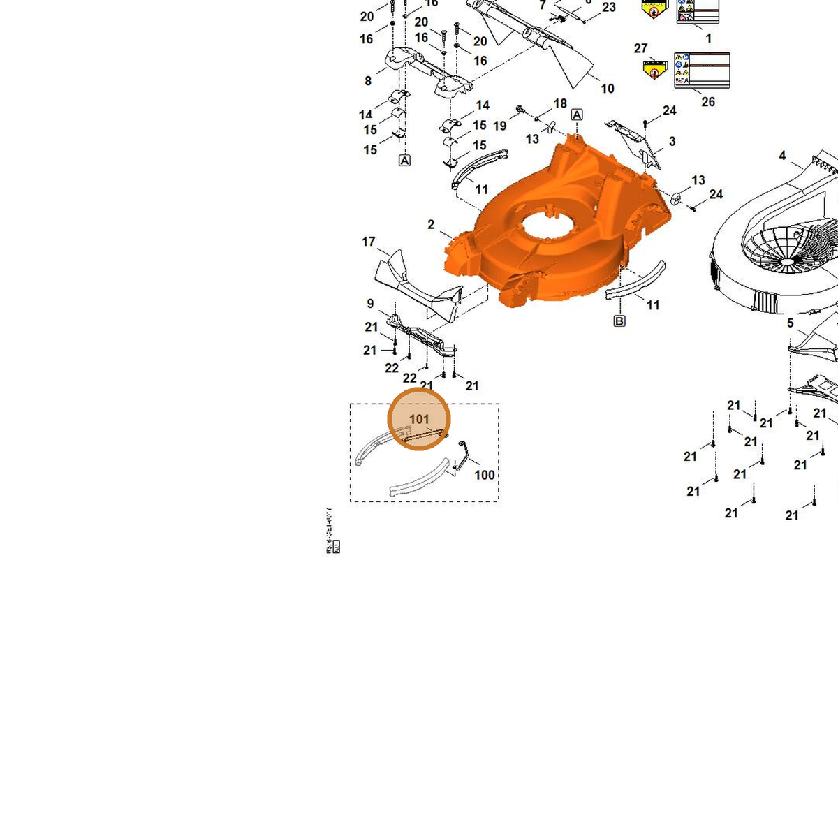 STIHL part 6378-706-7320 — IPL diagram snippet (6x zoom, amber highlight)