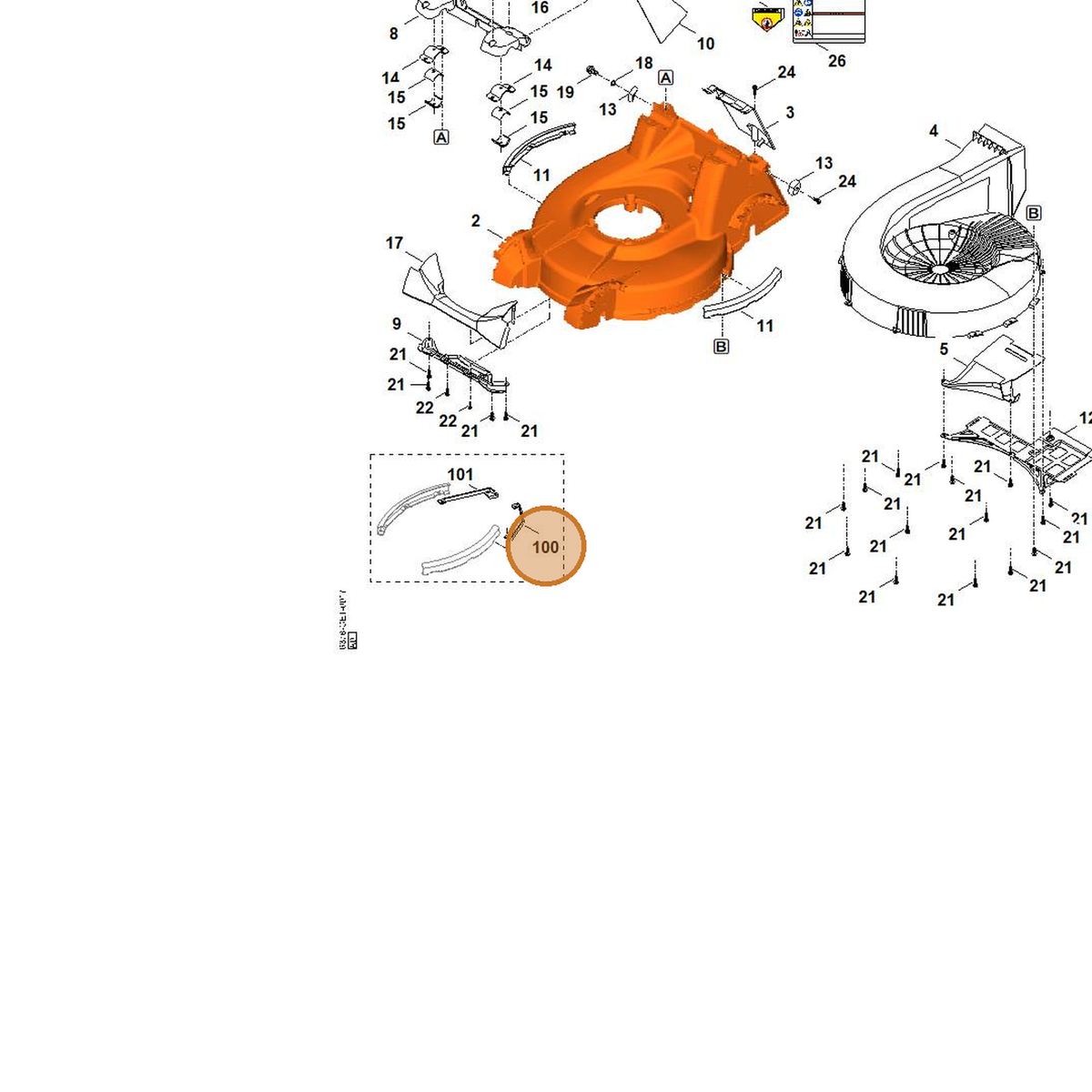 STIHL part 6378-706-7325 — IPL diagram snippet (6x zoom, amber highlight)