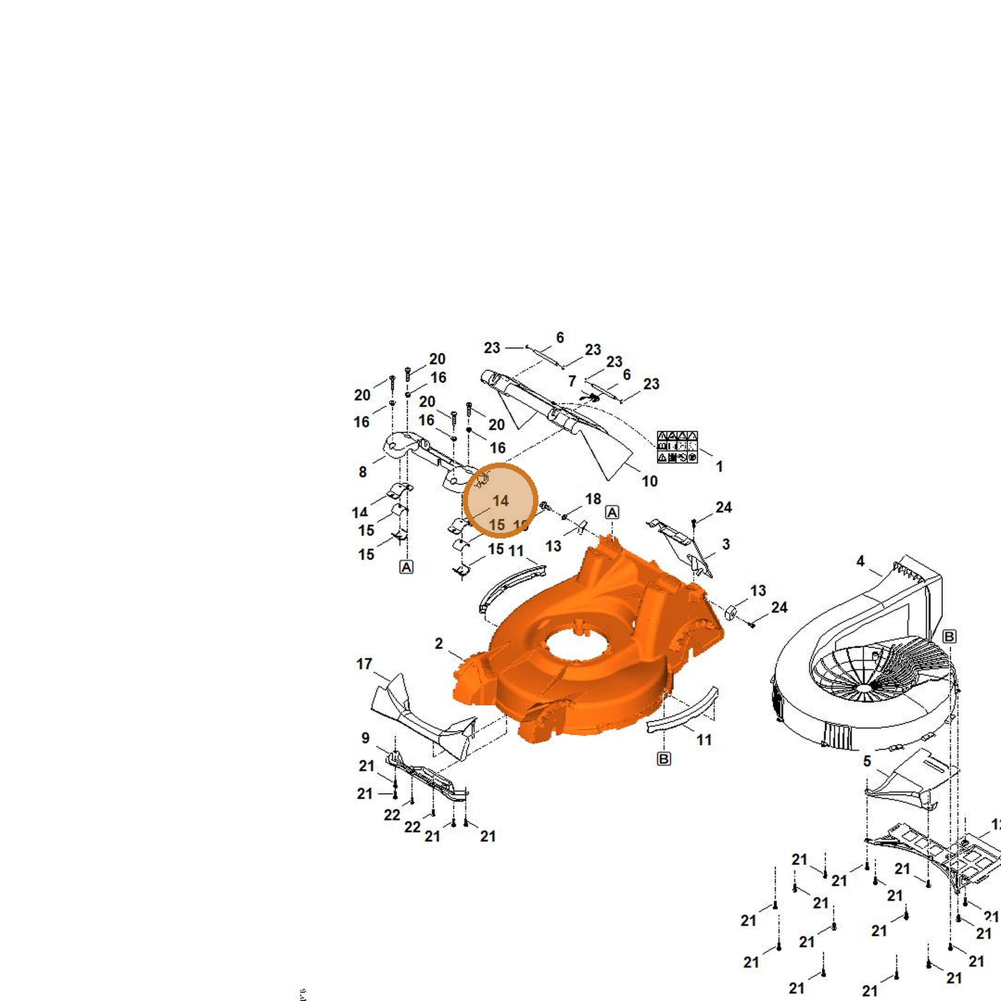 STIHL part 6378-708-0500 — IPL diagram snippet (6x zoom, amber highlight)