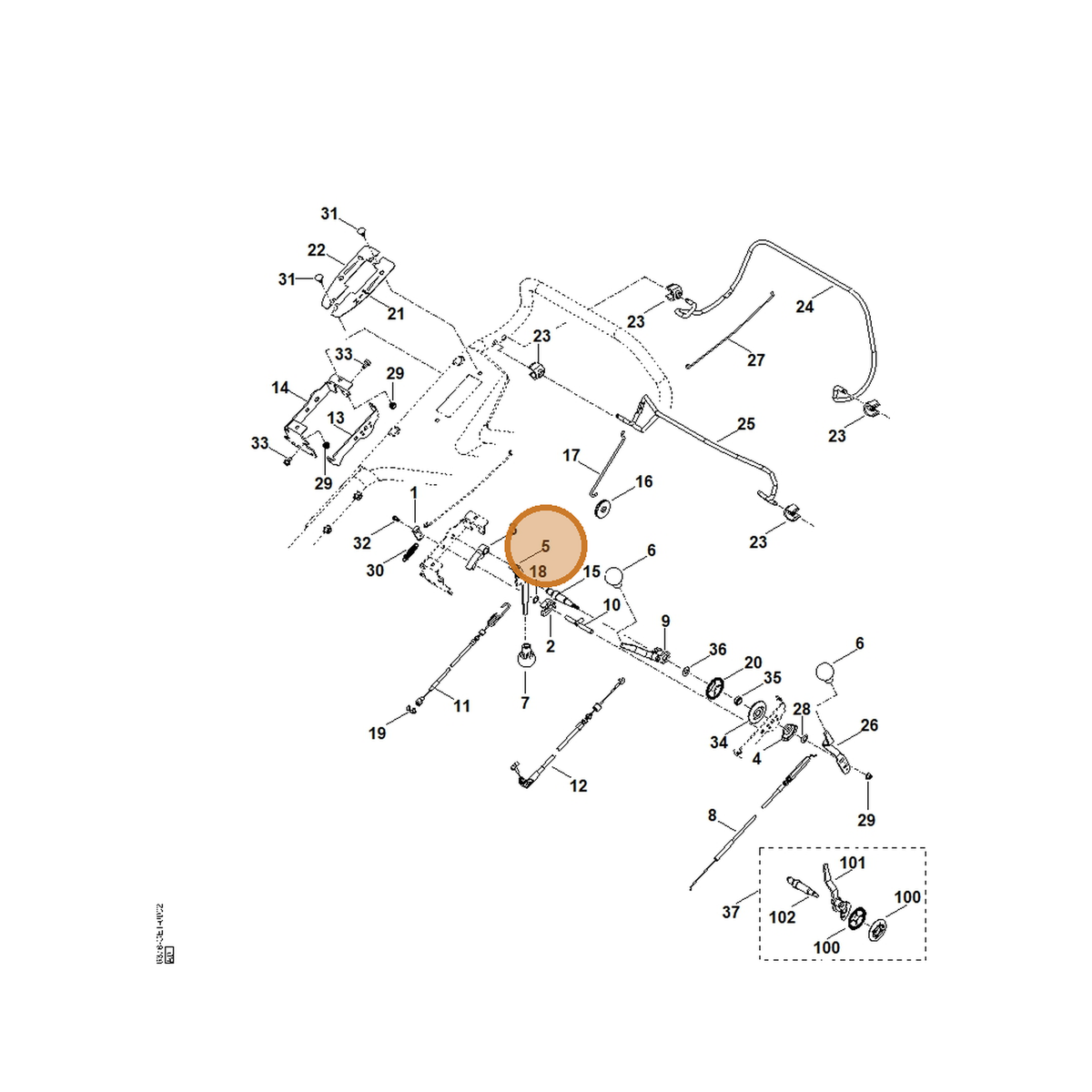 STIHL part 6378-760-1501 — IPL diagram snippet (6x zoom, amber highlight)