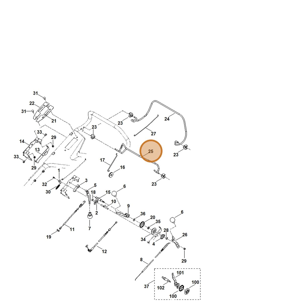 STIHL part 6378-760-1510 — IPL diagram snippet (6x zoom, amber highlight)