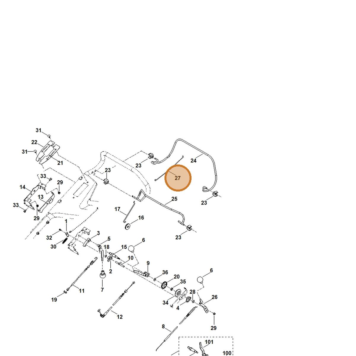 STIHL part 6378-764-1611 — IPL diagram snippet (6x zoom, amber highlight)