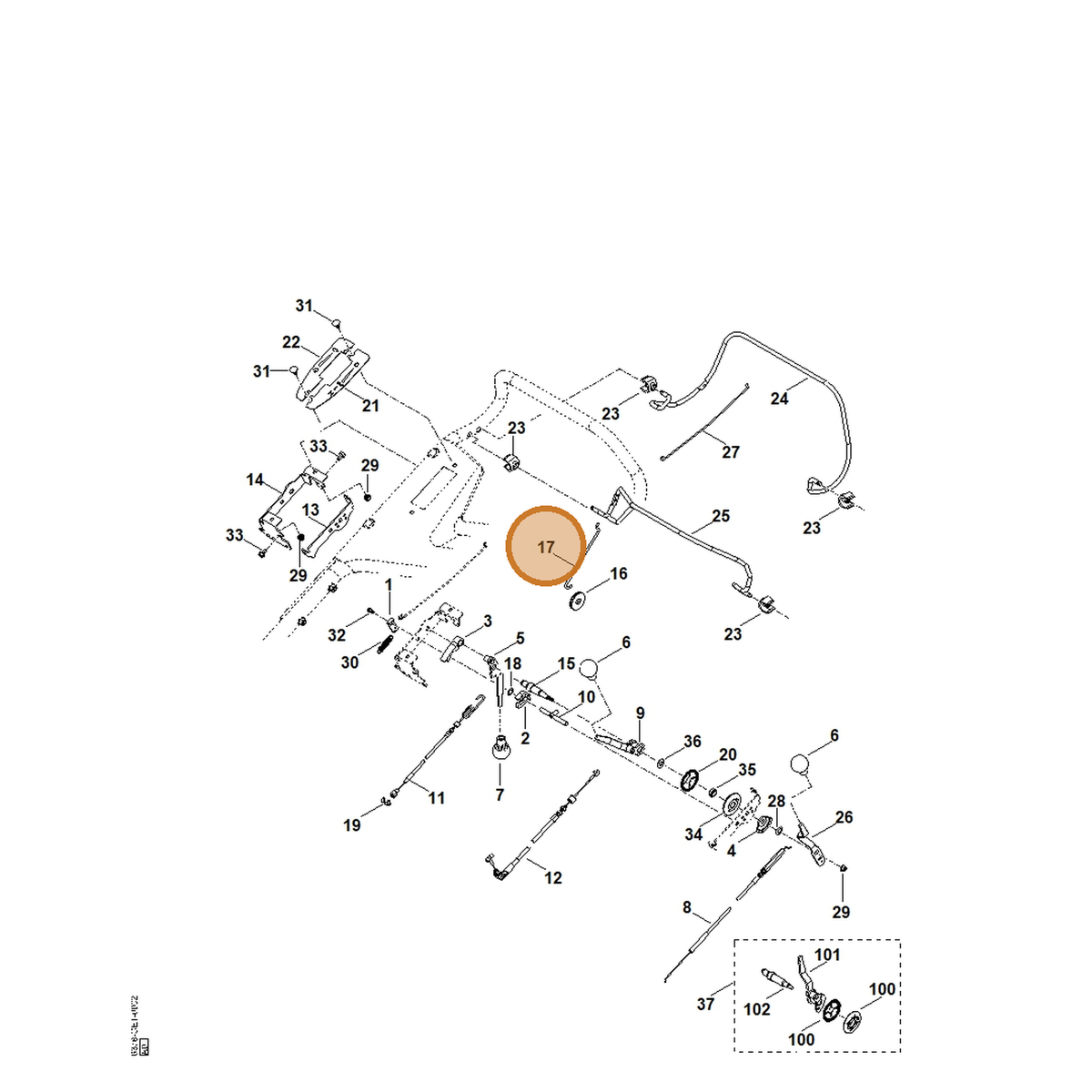 STIHL part 6378-764-2010 — IPL diagram snippet (6x zoom, amber highlight)