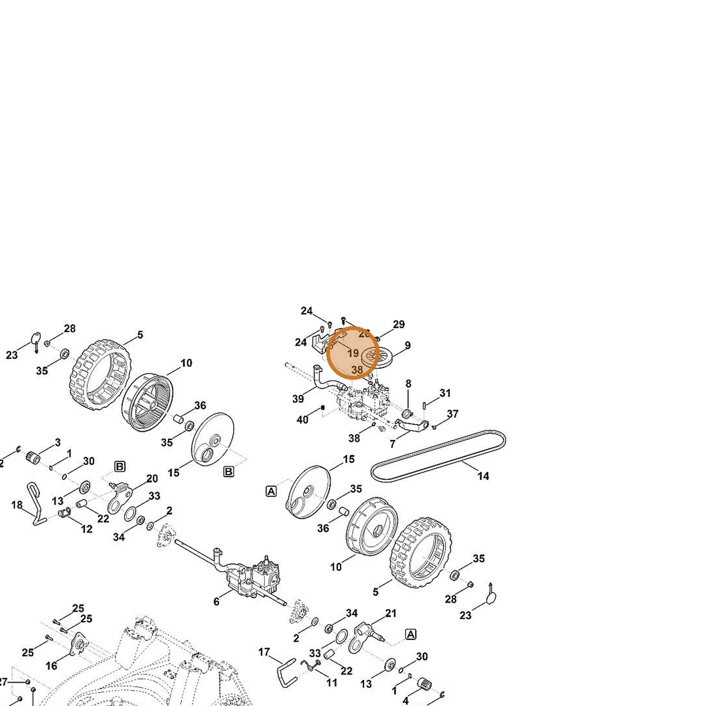 STIHL part 6378-764-6701 — IPL diagram snippet (6x zoom, amber highlight)