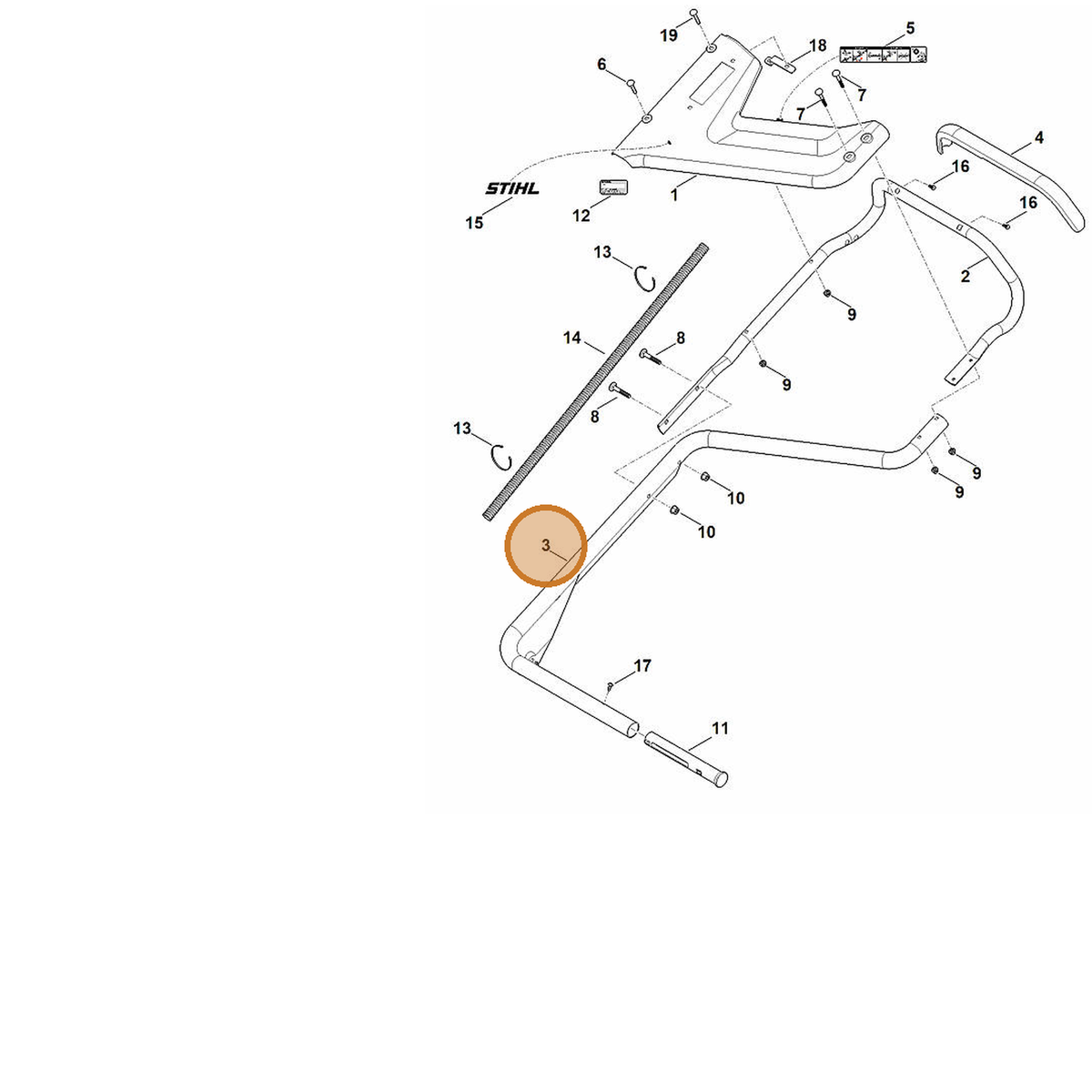 STIHL part 6378-780-2816 — IPL diagram snippet (6x zoom, amber highlight)