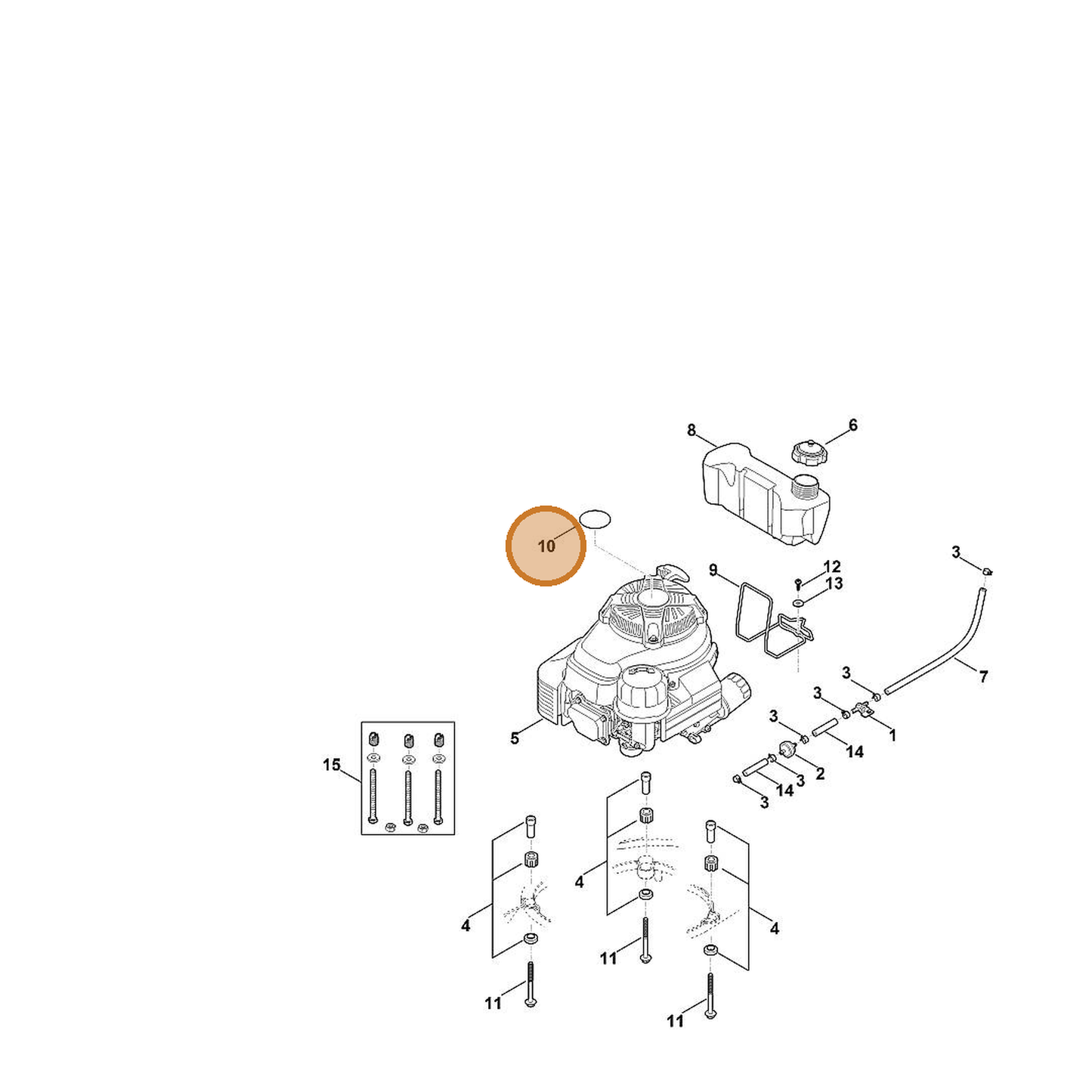 STIHL part 6378-967-1510 — IPL diagram snippet (6x zoom, amber highlight)