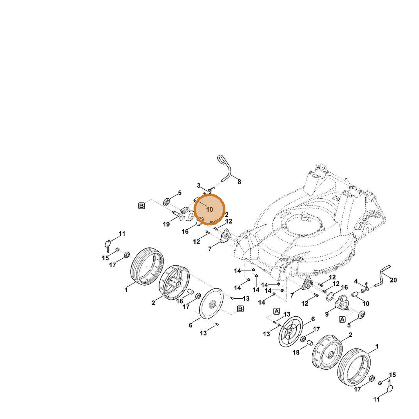 STIHL part 6383-706-7000 — IPL diagram snippet (6x zoom, amber highlight)