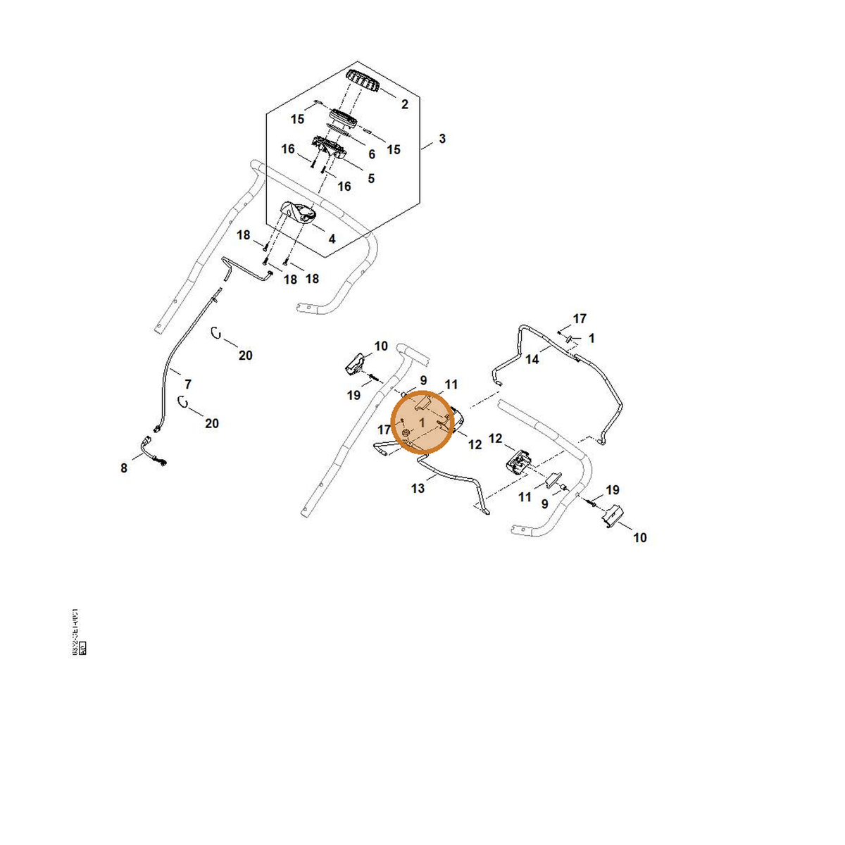 STIHL part 6392-405-0710 — IPL diagram snippet (6x zoom, amber highlight)