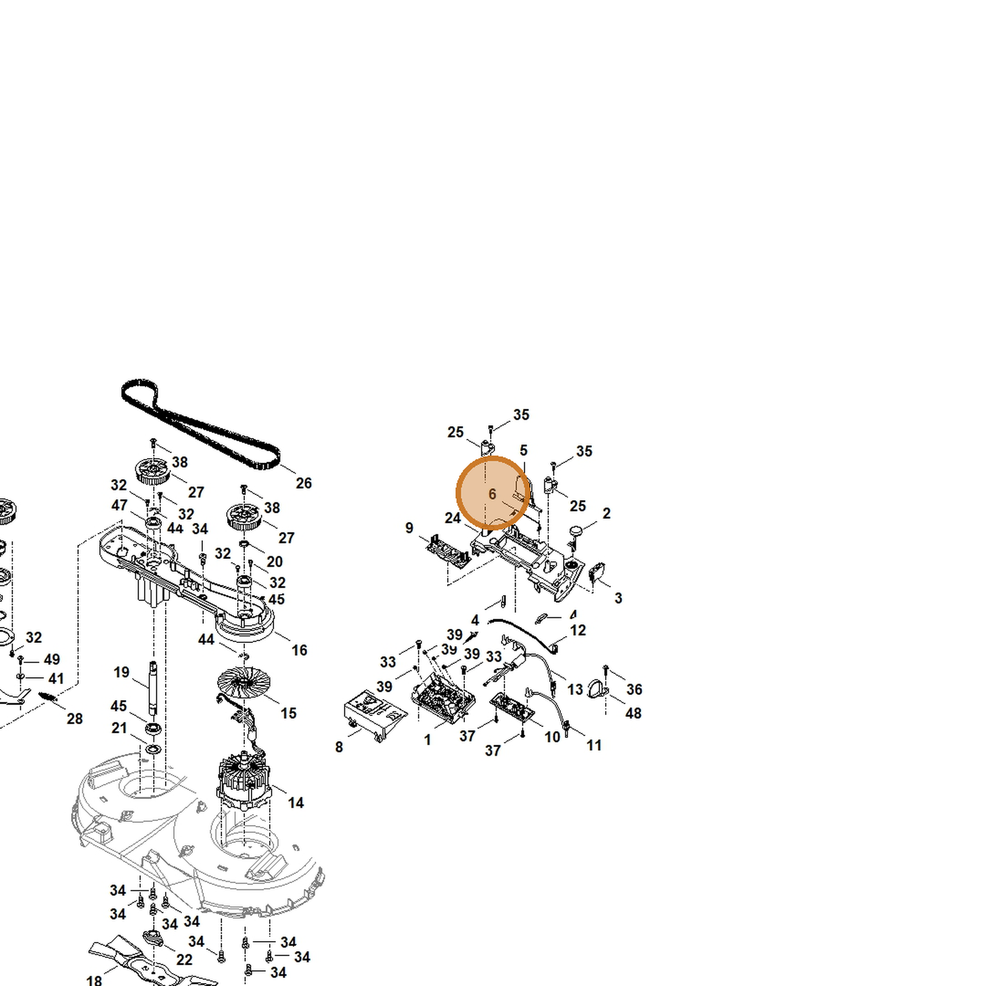 STIHL part 6392-405-7600 — IPL diagram snippet (6x zoom, amber highlight)