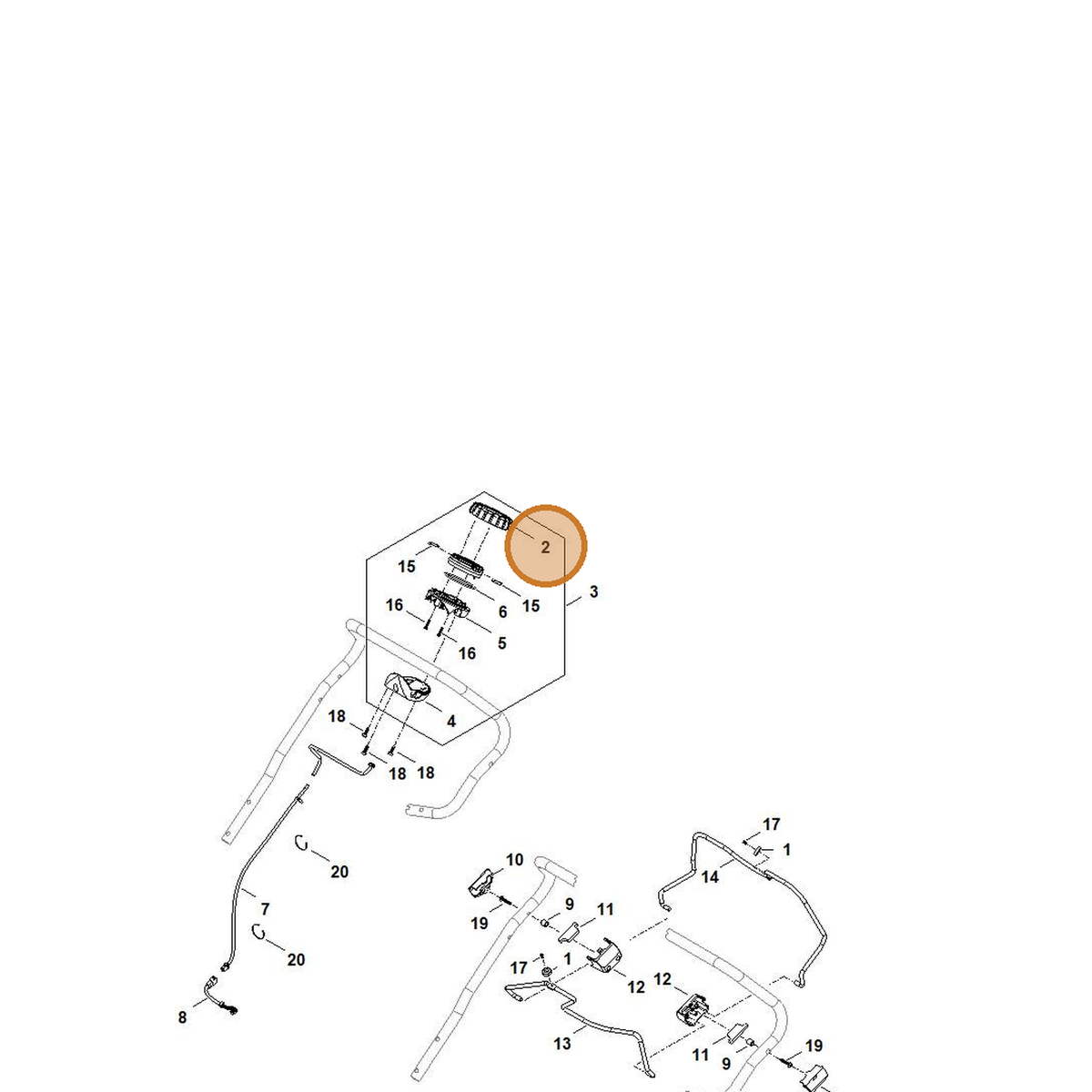 STIHL part 6392-430-2900 — IPL diagram snippet (6x zoom, amber highlight)