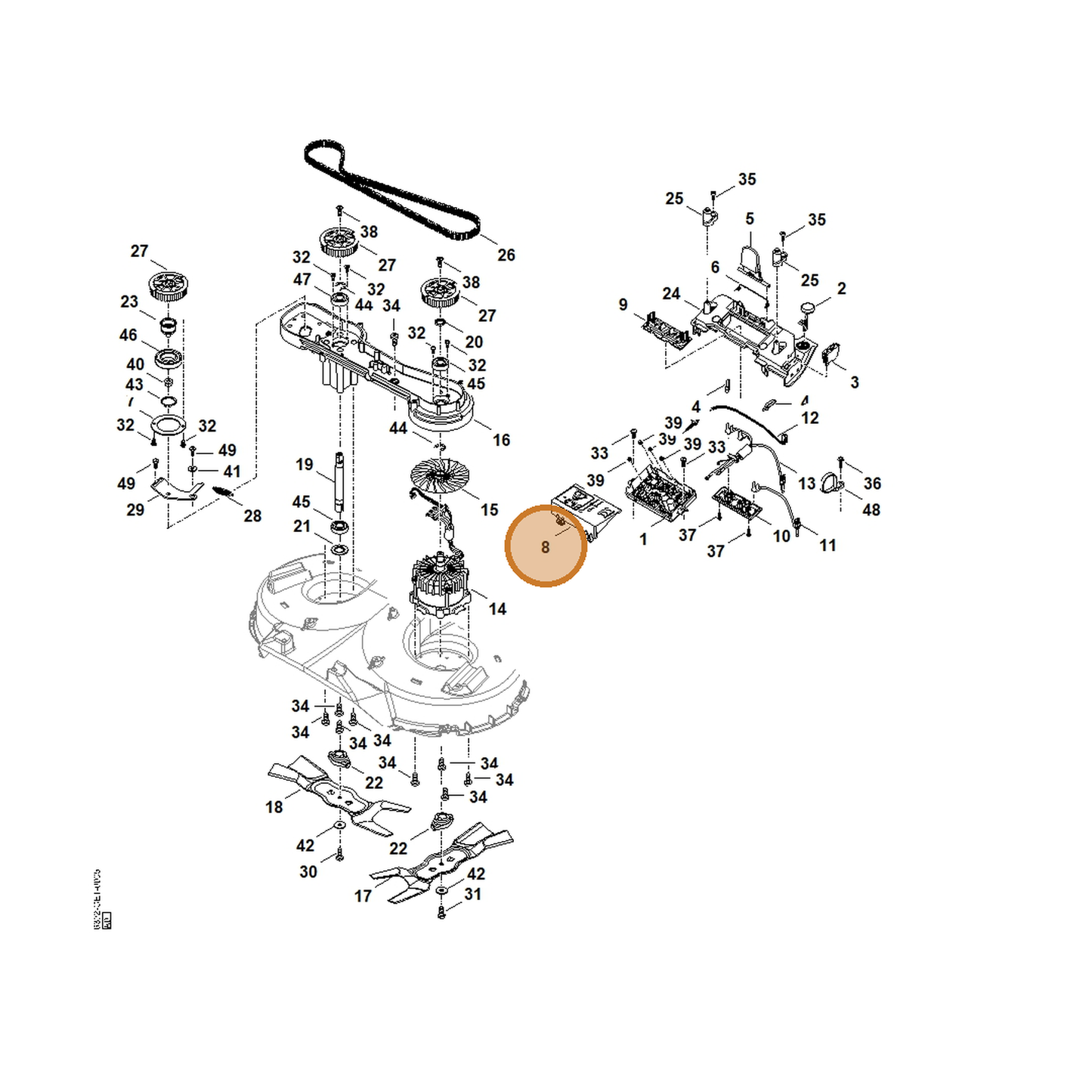 STIHL part 6392-430-3600 — IPL diagram snippet (6x zoom, amber highlight)