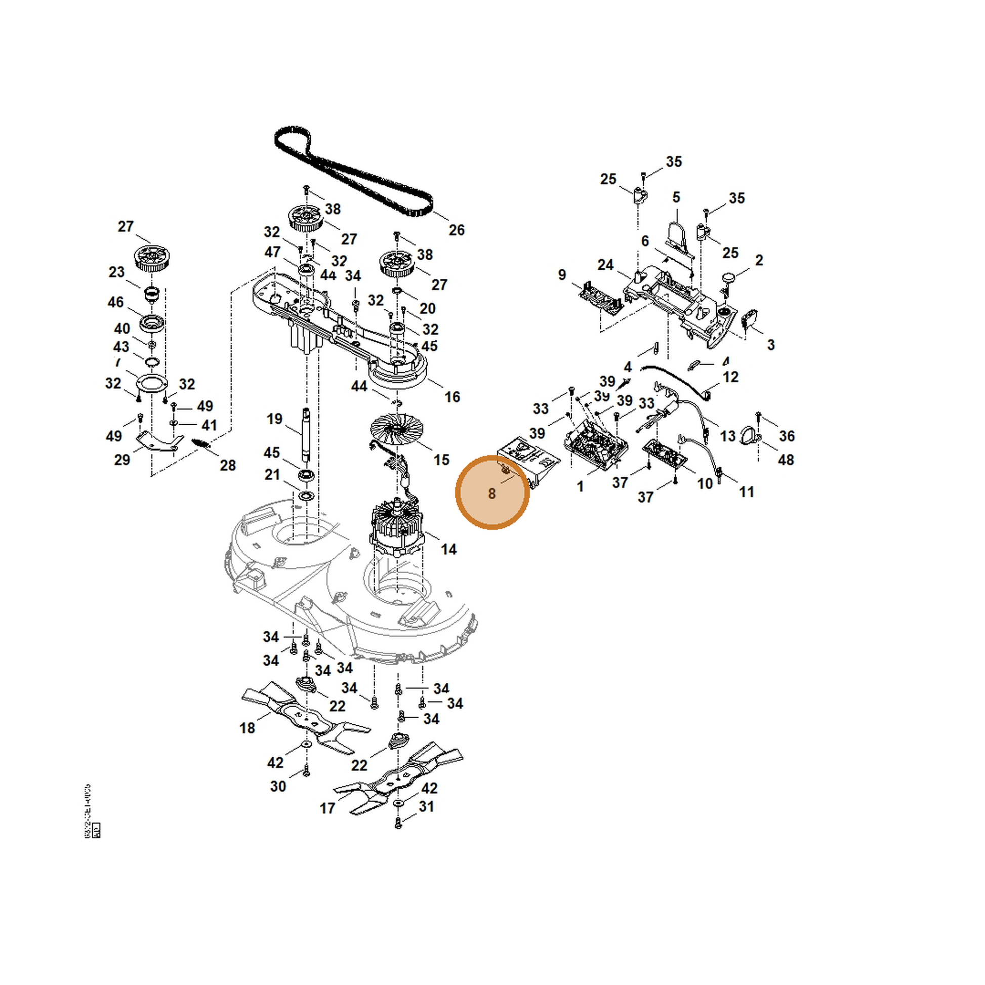 STIHL part 6392-430-3600 — IPL diagram snippet (6x zoom, amber highlight)