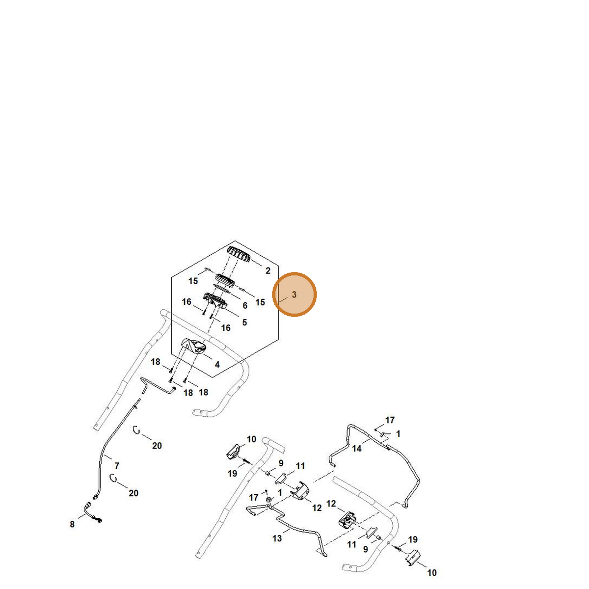 STIHL part 6392-430-7100 — IPL diagram snippet (6x zoom, amber highlight)