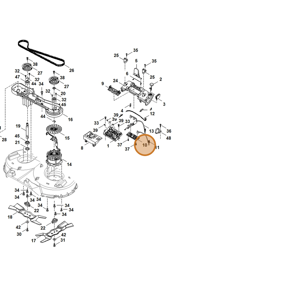 STIHL part 6392-431-7405 — IPL diagram snippet (6x zoom, amber highlight)