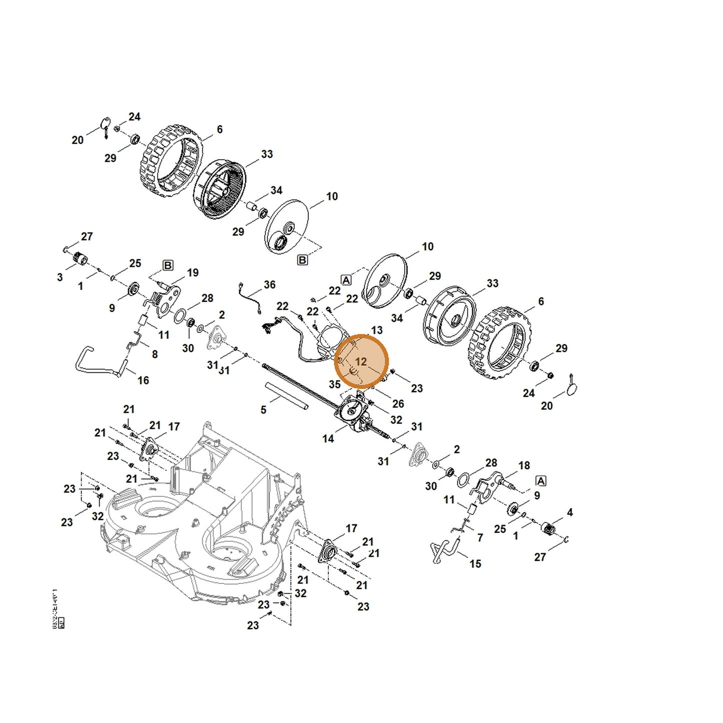 STIHL part 6392-432-2800 — IPL diagram snippet (6x zoom, amber highlight)