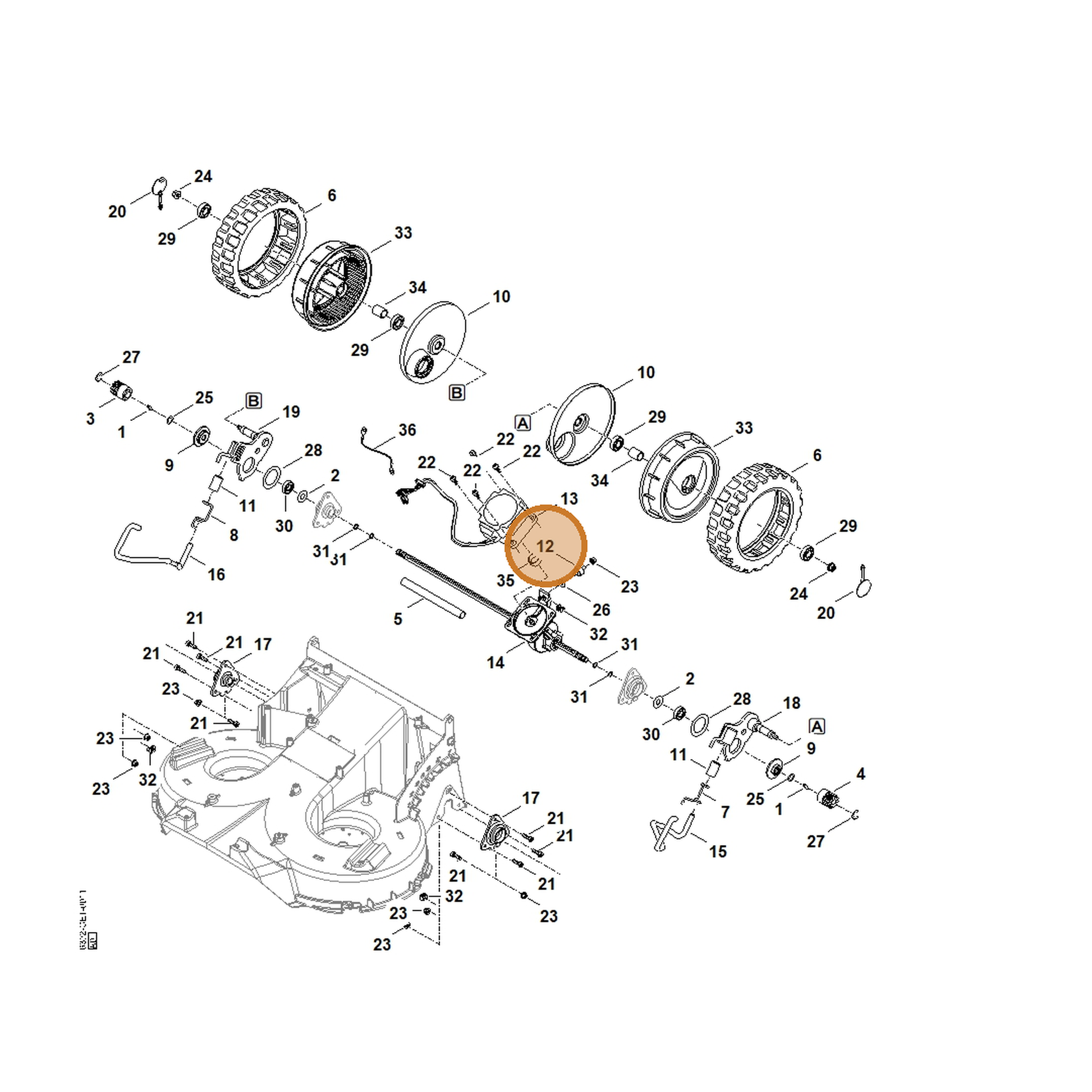 STIHL part 6392-432-2800 — IPL diagram snippet (6x zoom, amber highlight)