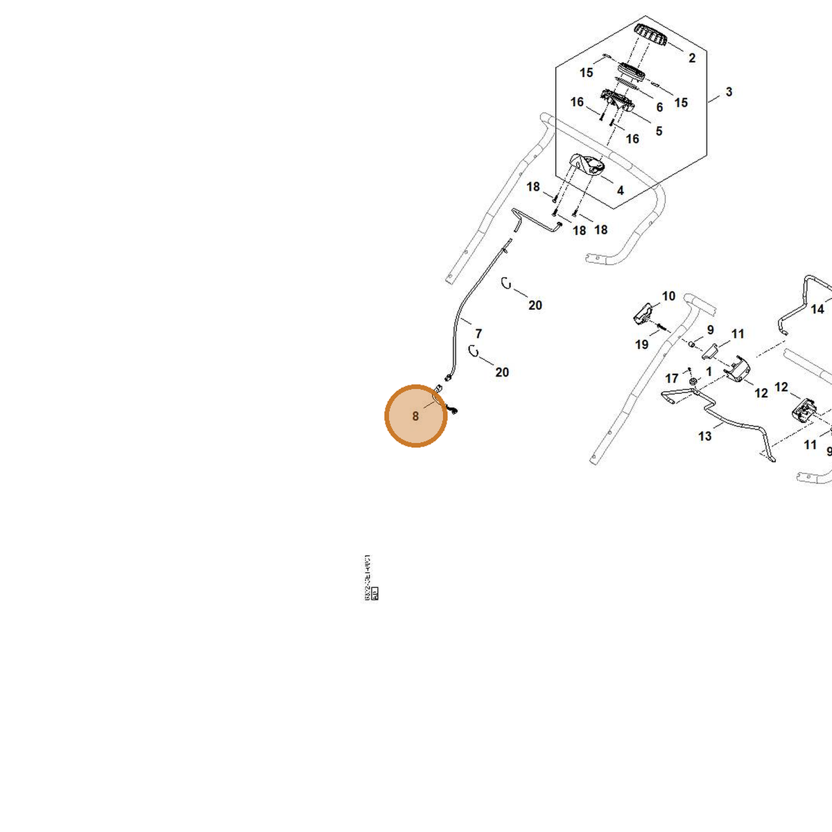 STIHL part 6392-440-3020 — IPL diagram snippet (6x zoom, amber highlight)