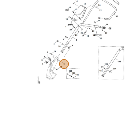 STIHL part 6392-440-3500 — IPL diagram snippet (6x zoom, amber highlight)