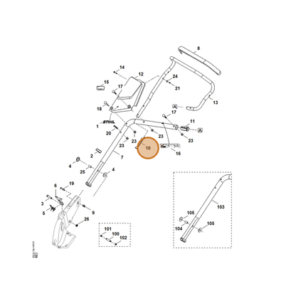 STIHL part 6392-442-2800 — IPL diagram snippet (6x zoom, amber highlight)