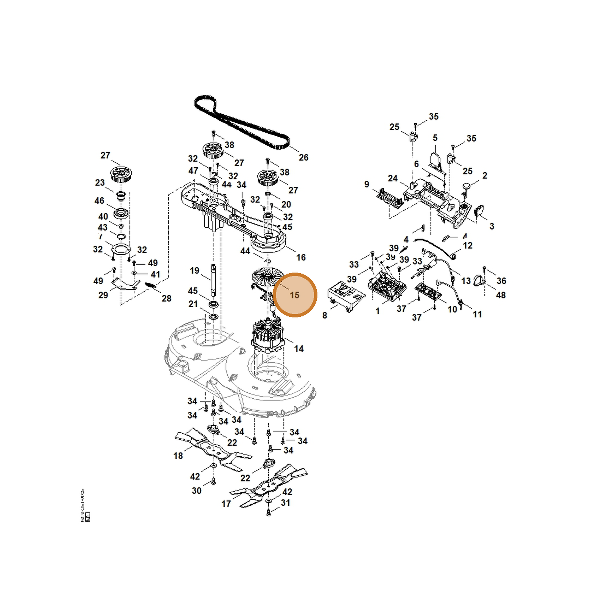 STIHL part 6392-607-3000 — IPL diagram snippet (6x zoom, amber highlight)