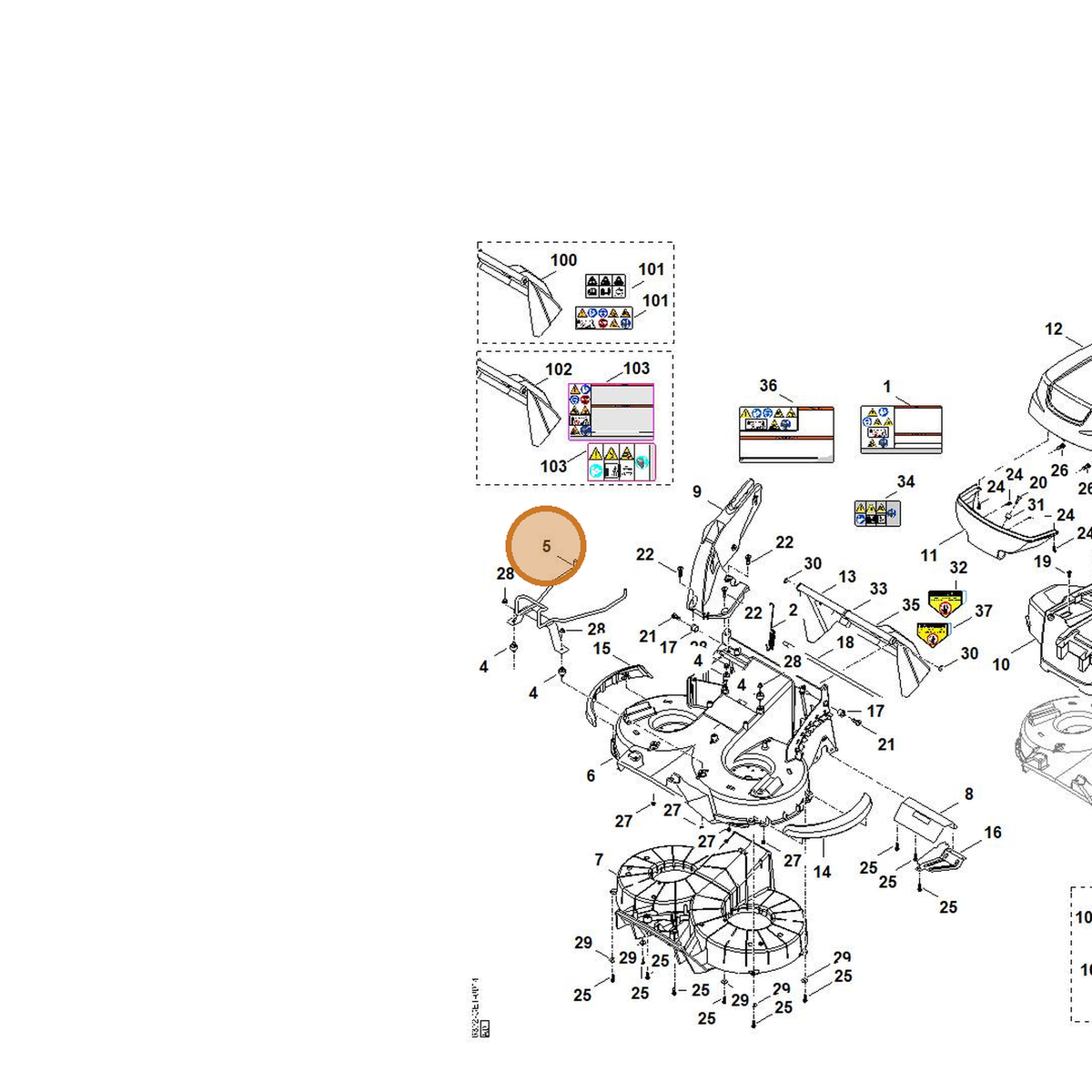 STIHL part 6392-700-6005 — IPL diagram snippet (6x zoom, amber highlight)