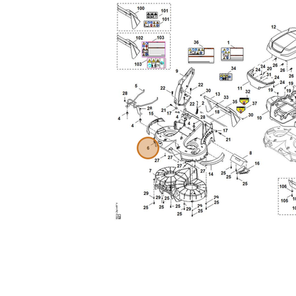STIHL part 6392-701-1005 — IPL diagram snippet (6x zoom, amber highlight)