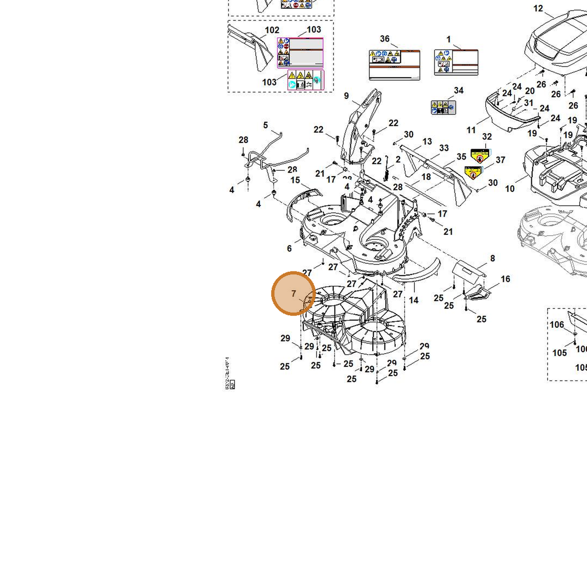 STIHL part 6392-701-4300 — IPL diagram snippet (6x zoom, amber highlight)