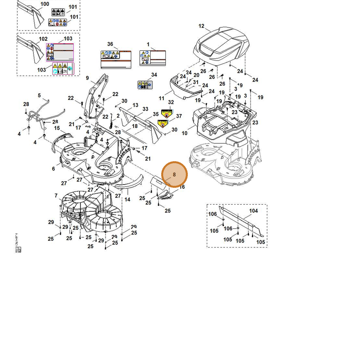STIHL part 6392-701-4500 — IPL diagram snippet (6x zoom, amber highlight)