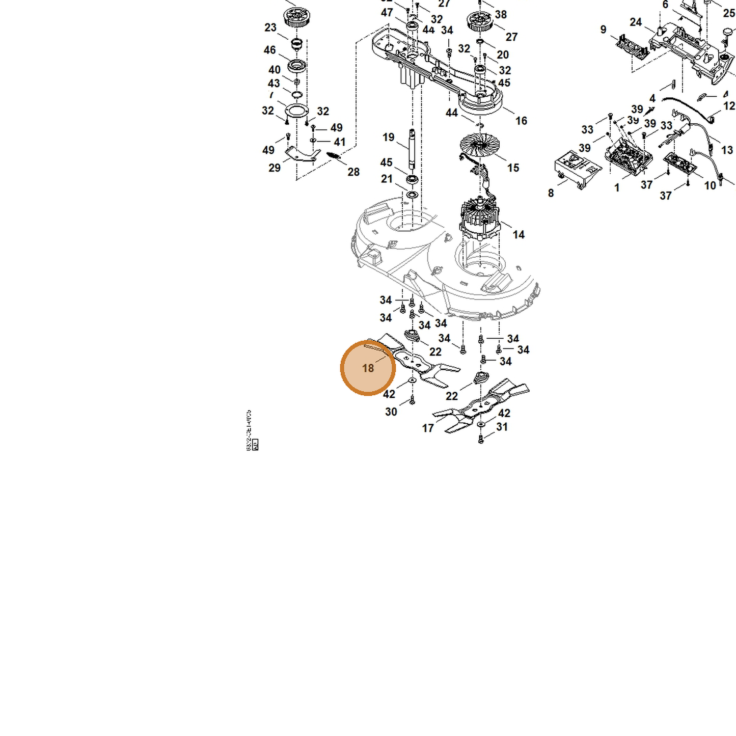 STIHL part 6392-702-0105 — IPL diagram snippet (6x zoom, amber highlight)