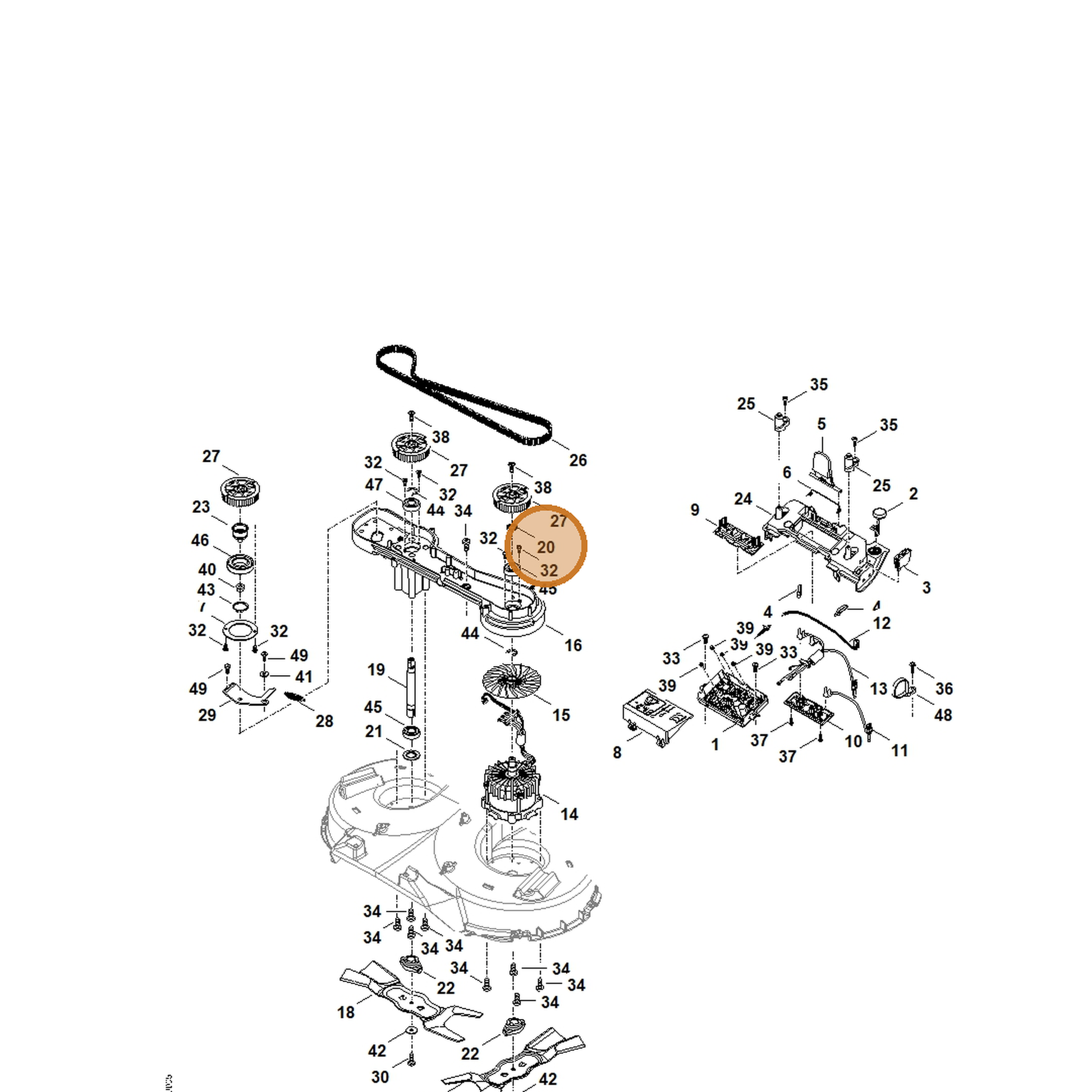 STIHL part 6392-702-1700 — IPL diagram snippet (6x zoom, amber highlight)
