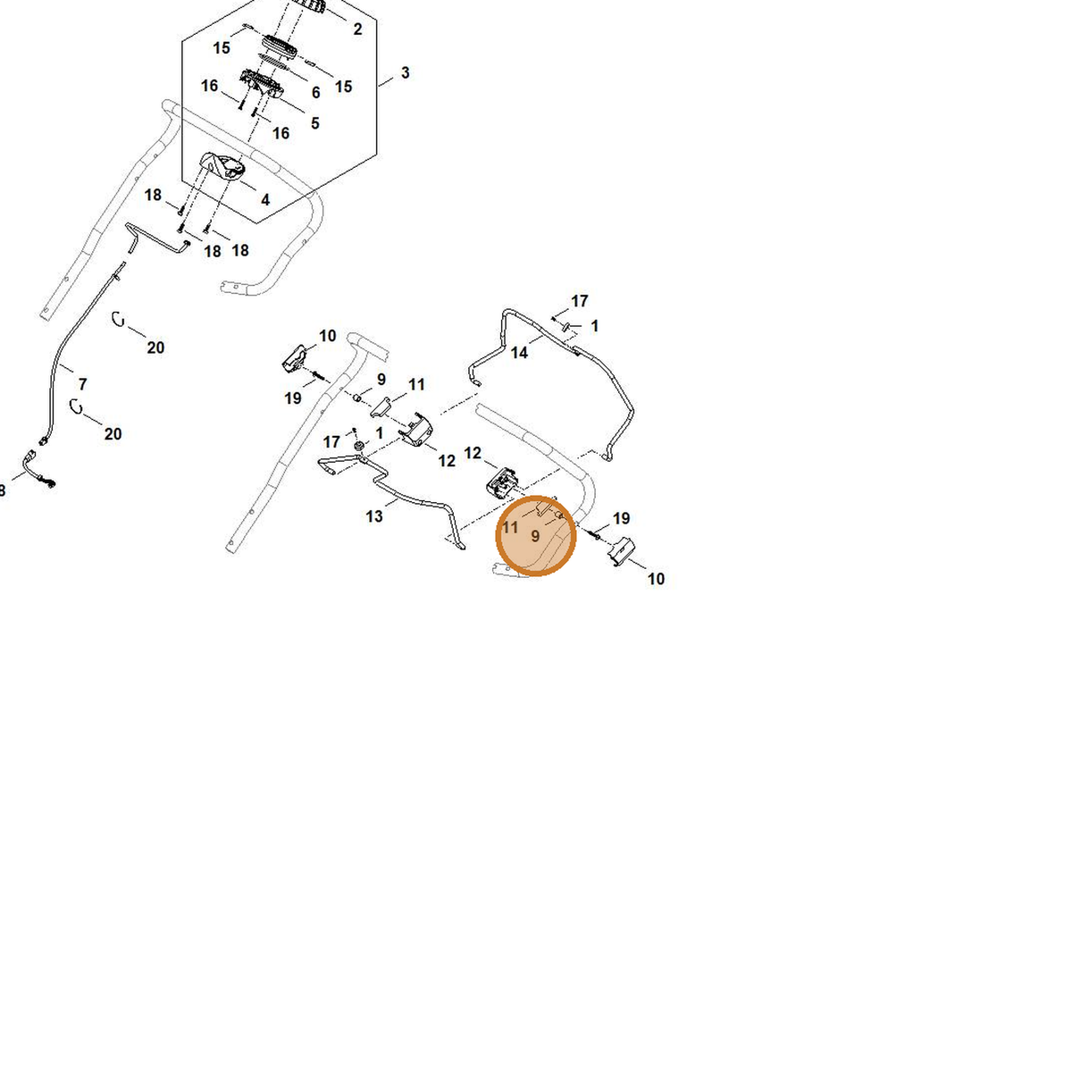 STIHL part 6392-703-3810 — IPL diagram snippet (6x zoom, amber highlight)