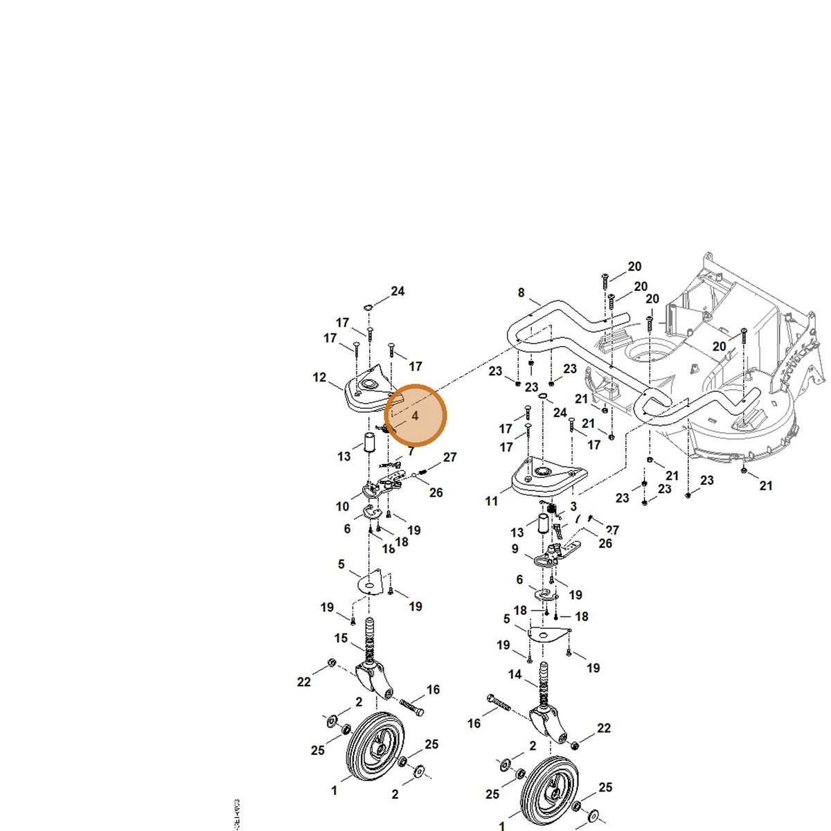 STIHL part 6392-703-4905 — IPL diagram snippet (6x zoom, amber highlight)