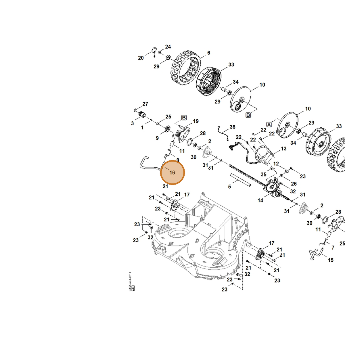STIHL part 6392-703-6705 — IPL diagram snippet (6x zoom, amber highlight)