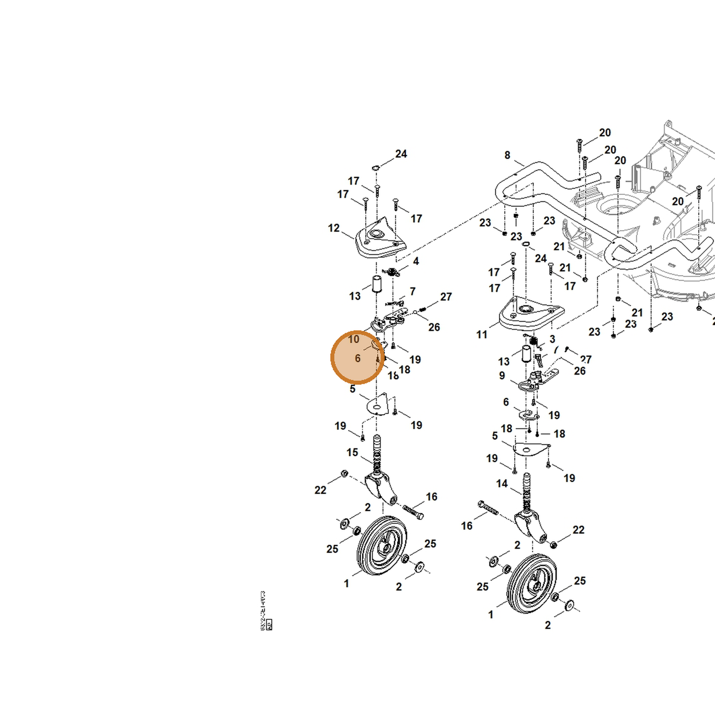 STIHL part 6392-703-9500 — IPL diagram snippet (6x zoom, amber highlight)