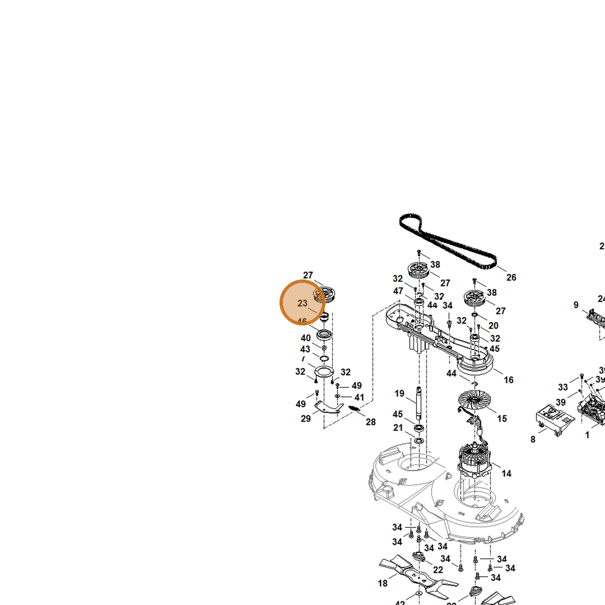 STIHL part 6392-704-8200 — IPL diagram snippet (6x zoom, amber highlight)