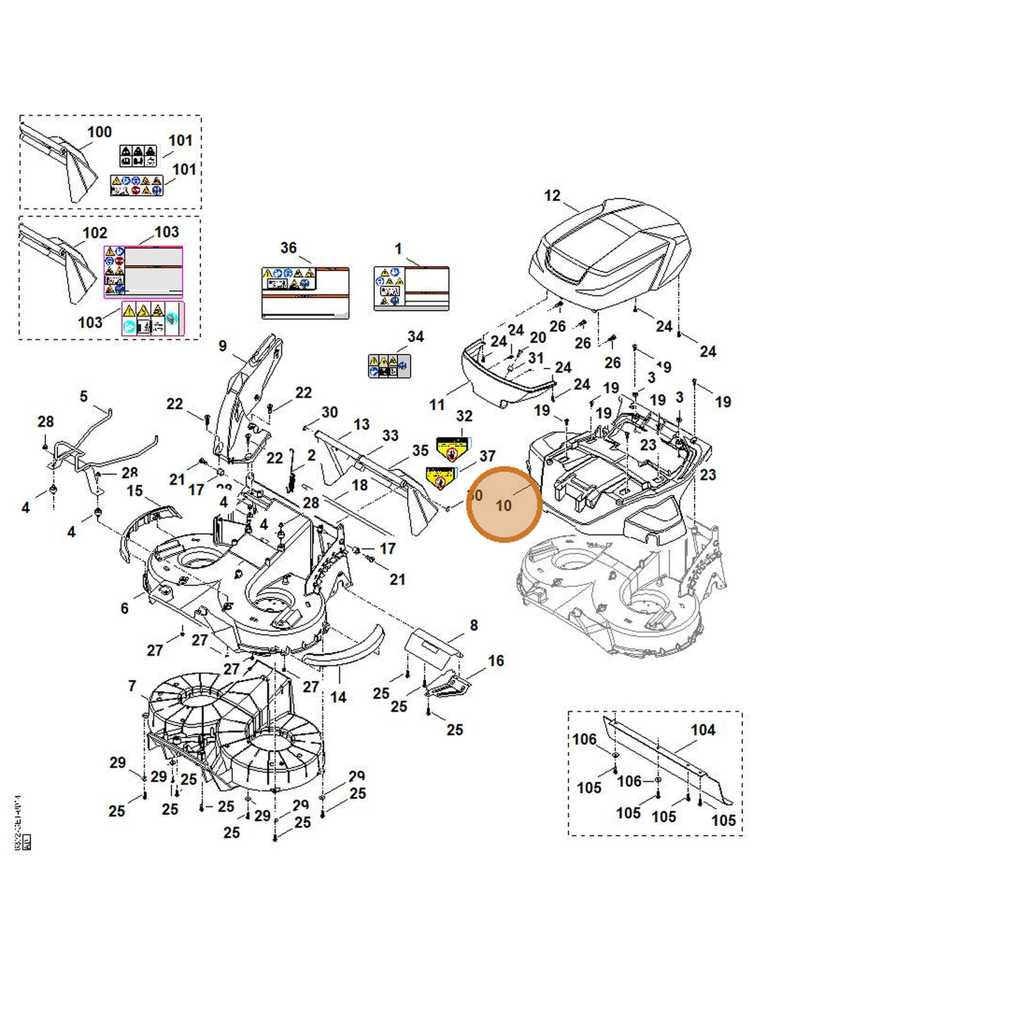 STIHL part 6392-706-0700 — IPL diagram snippet (6x zoom, amber highlight)
