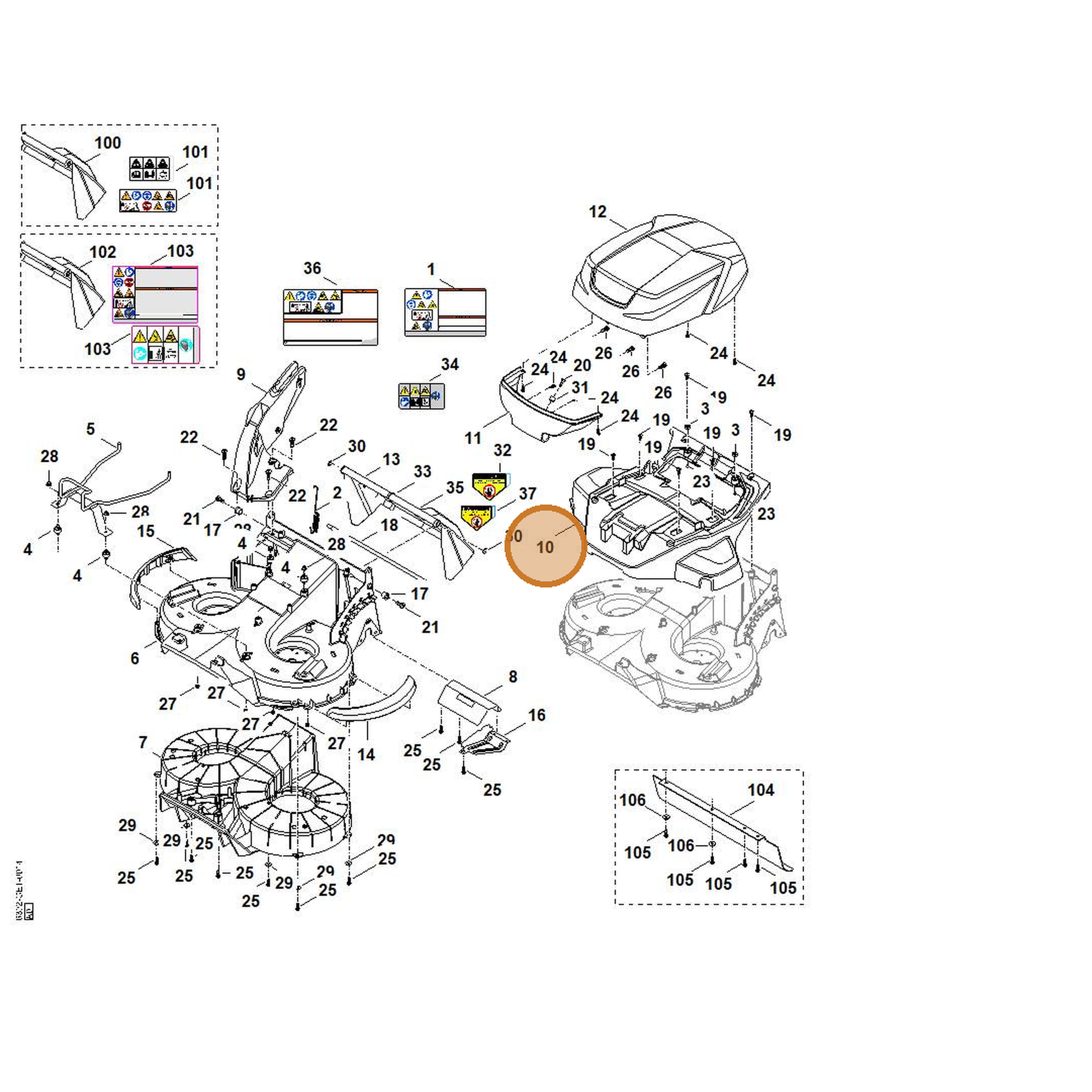 STIHL part 6392-706-0700 — IPL diagram snippet (6x zoom, amber highlight)