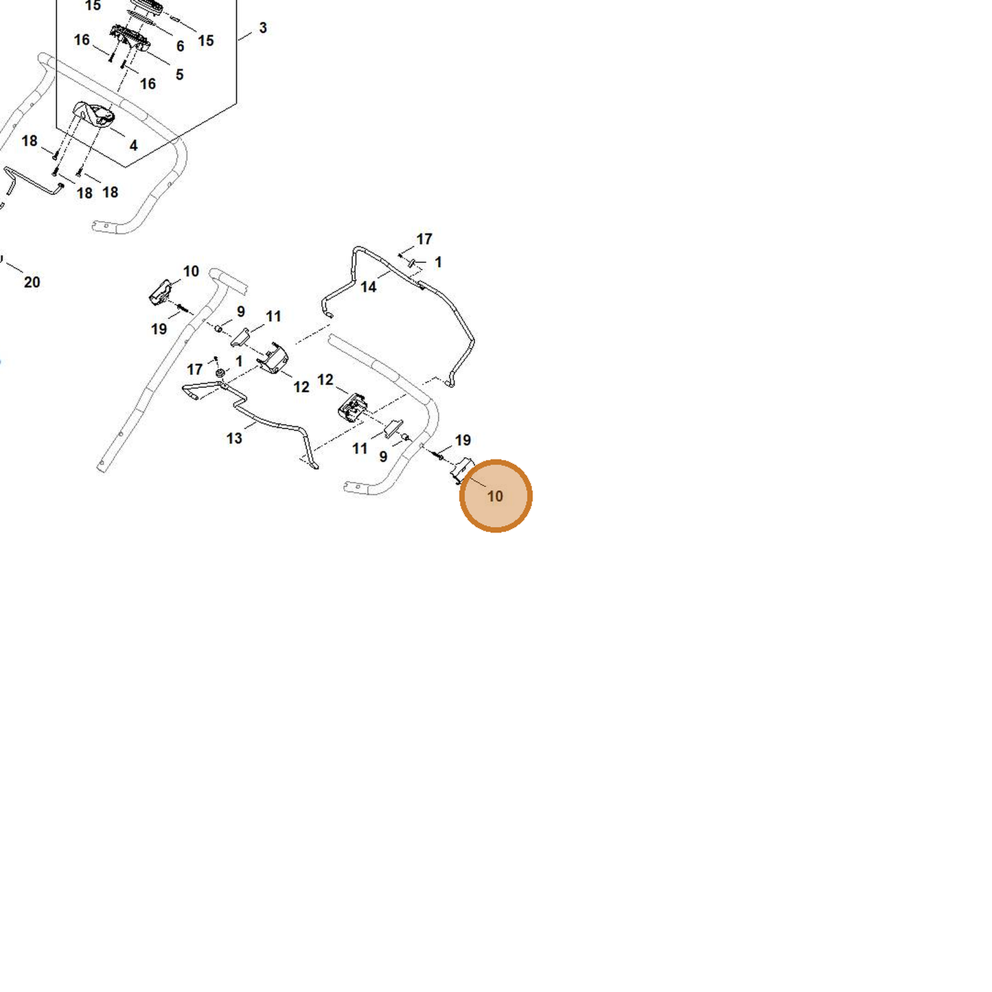 STIHL part 6392-706-0720 — IPL diagram snippet (6x zoom, amber highlight)