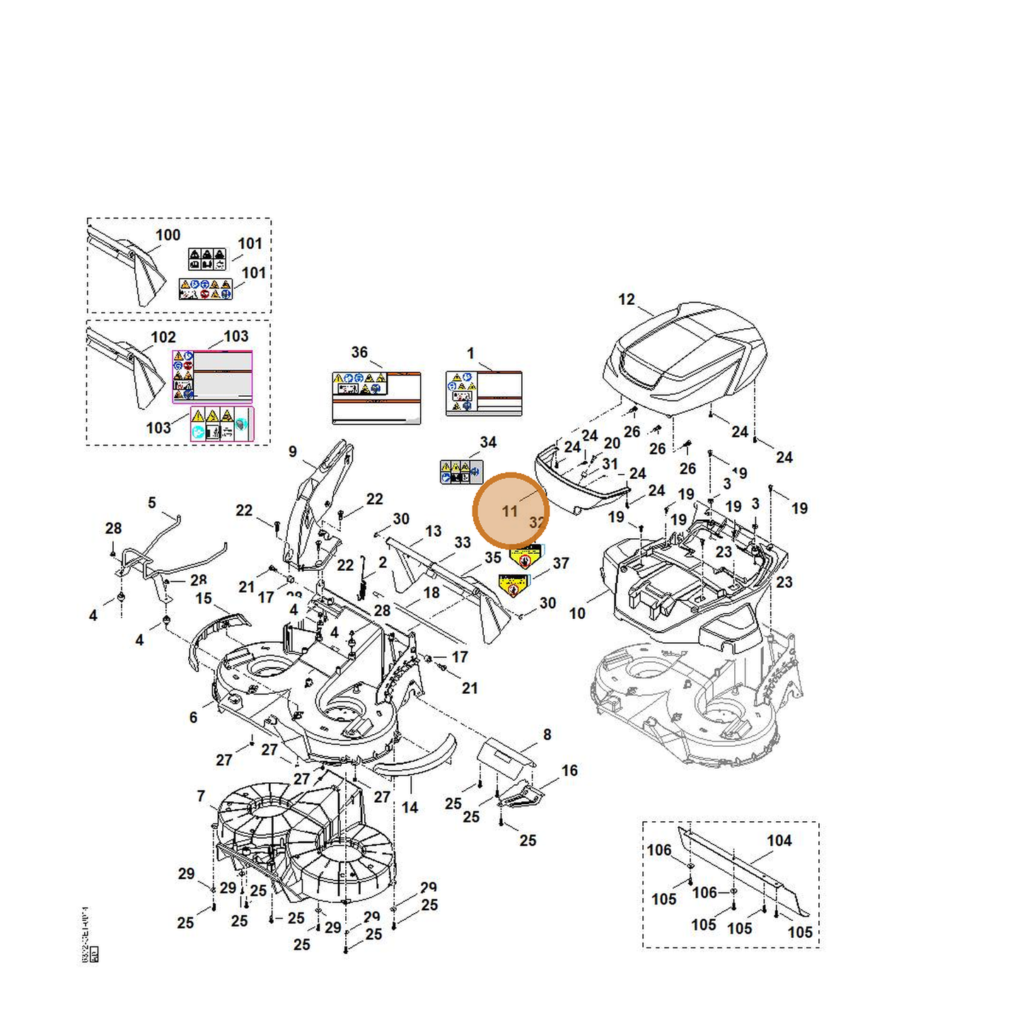 STIHL part 6392-706-1400 — IPL diagram snippet (6x zoom, amber highlight)
