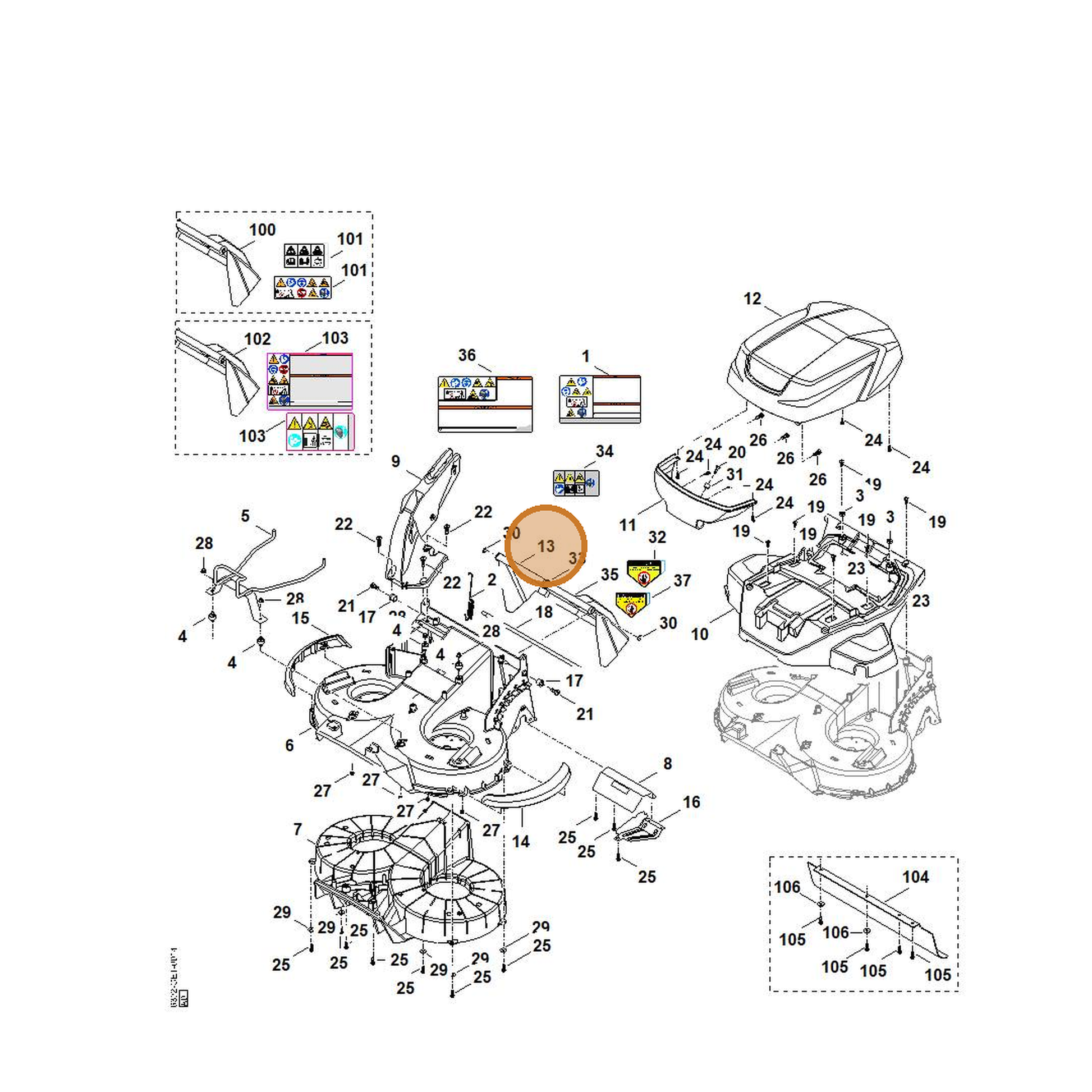 STIHL part 6392-706-2410 — IPL diagram snippet (6x zoom, amber highlight)