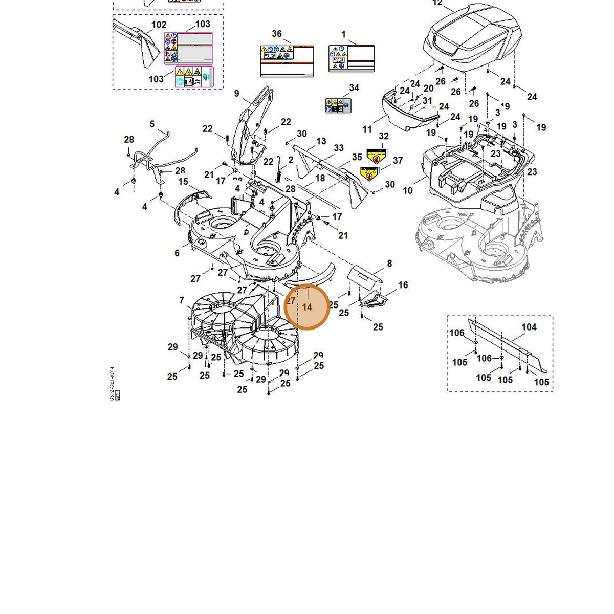 STIHL part 6392-706-7300 — IPL diagram snippet (6x zoom, amber highlight)