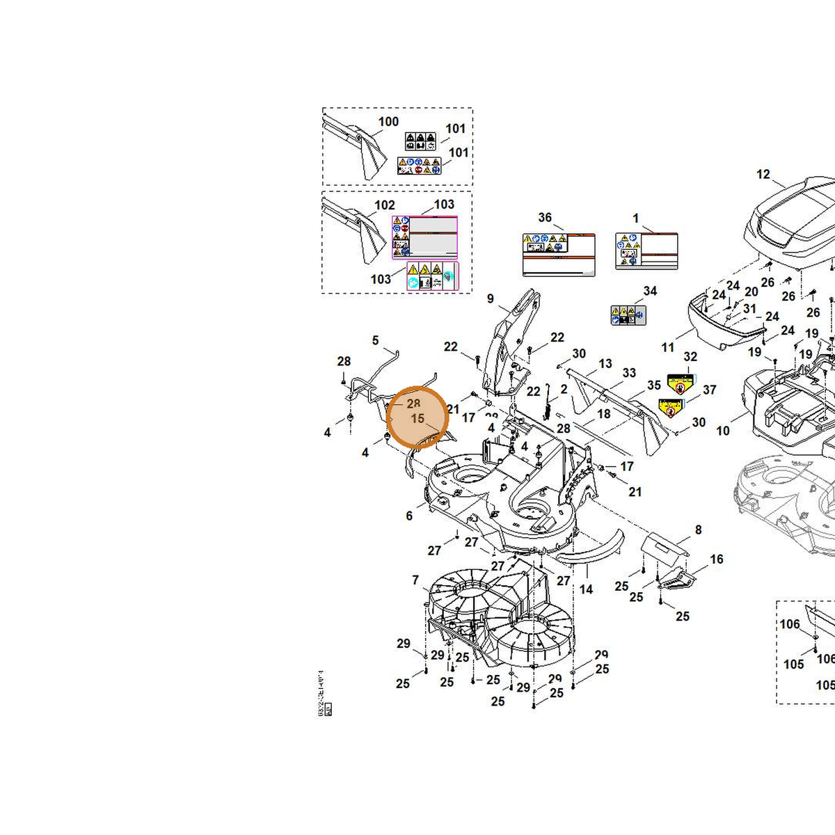 STIHL part 6392-706-7305 — IPL diagram snippet (6x zoom, amber highlight)