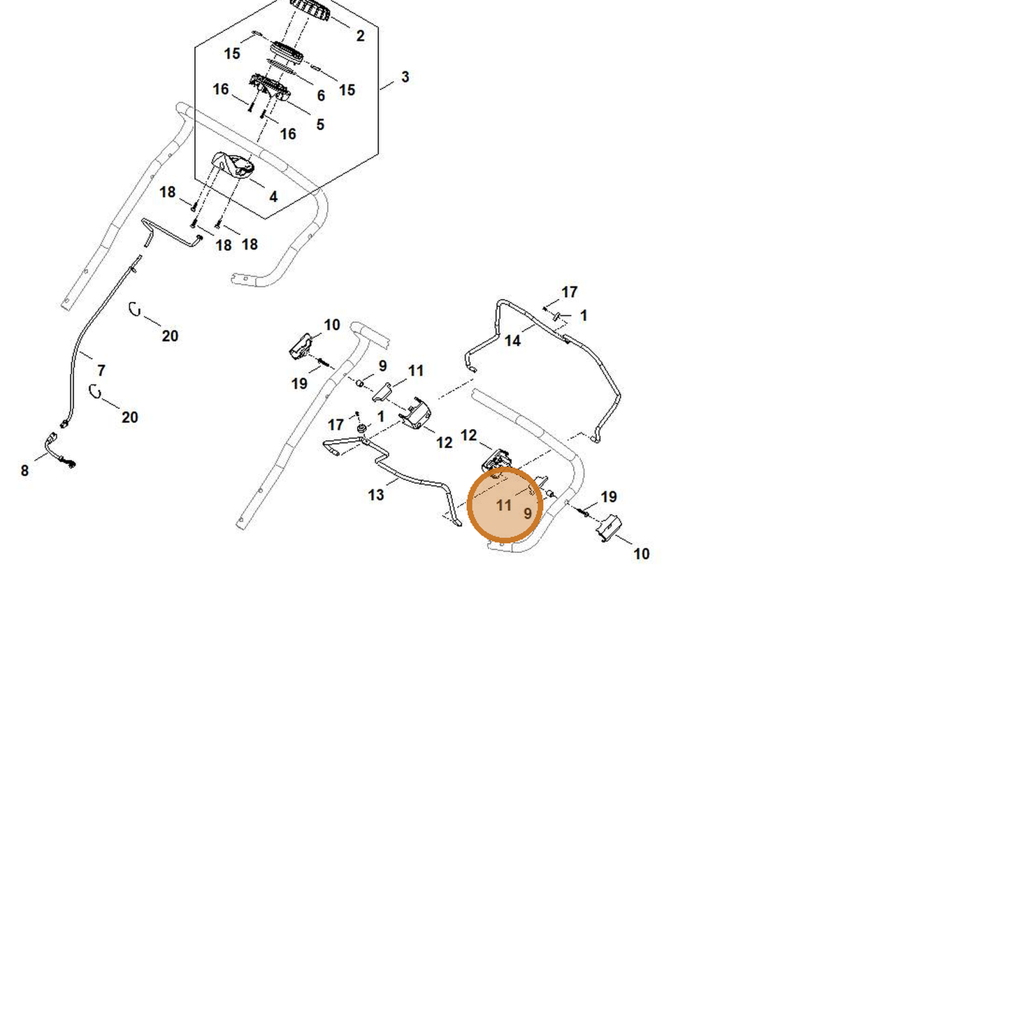 STIHL part 6392-708-0800 — IPL diagram snippet (6x zoom, amber highlight)